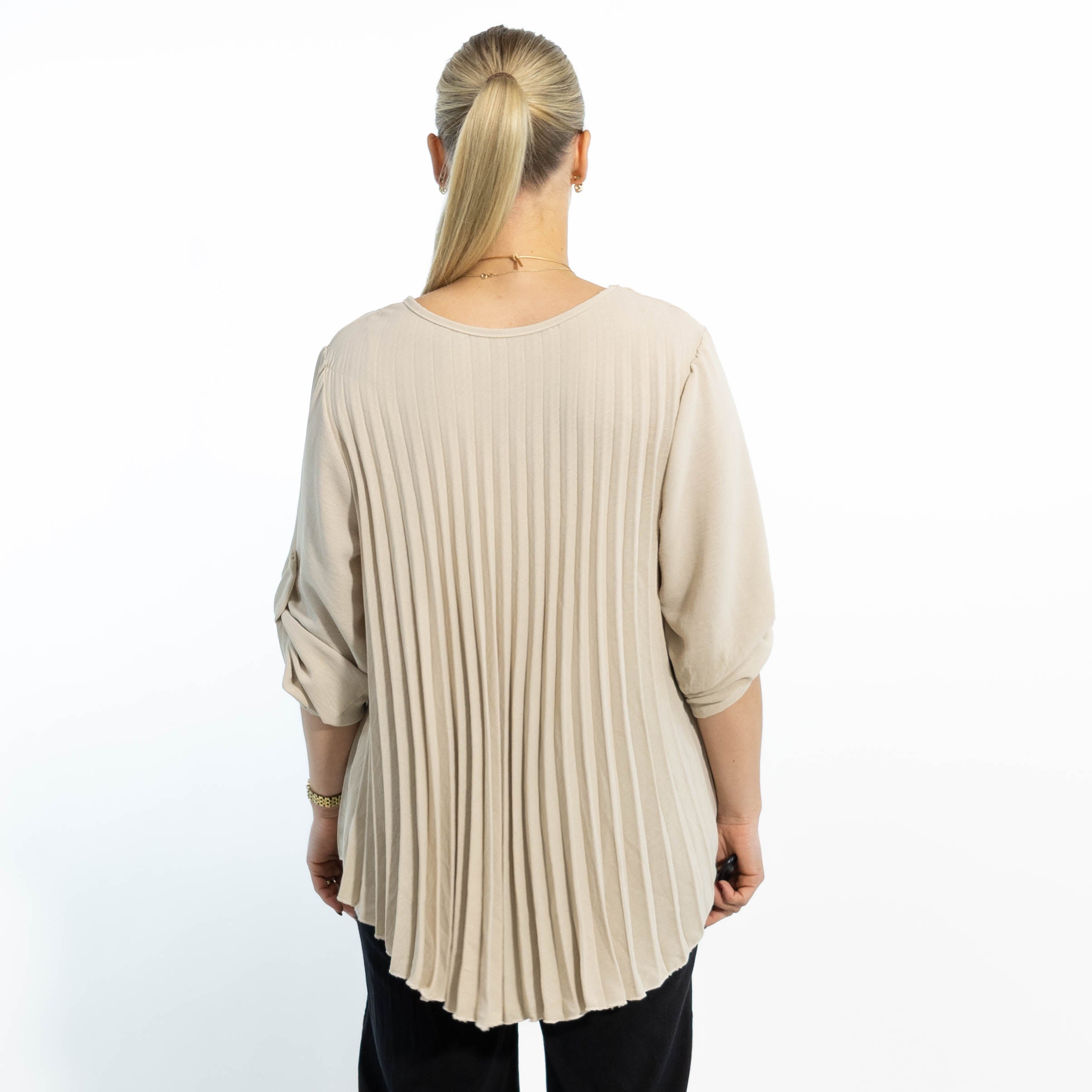 Bolette plisse overdel m. kæde, Beige