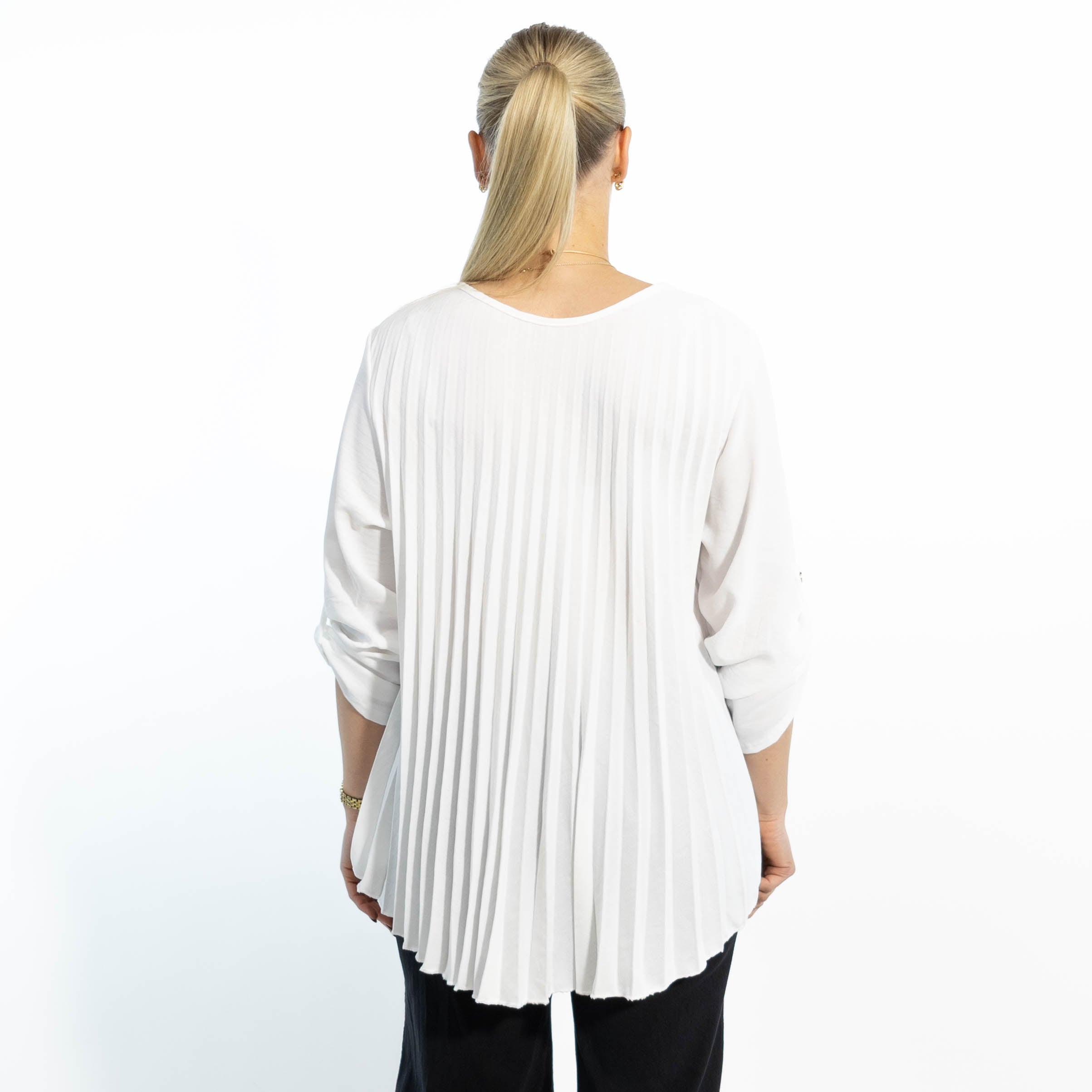 Bolette plisse overdel m. kæde, Hvid