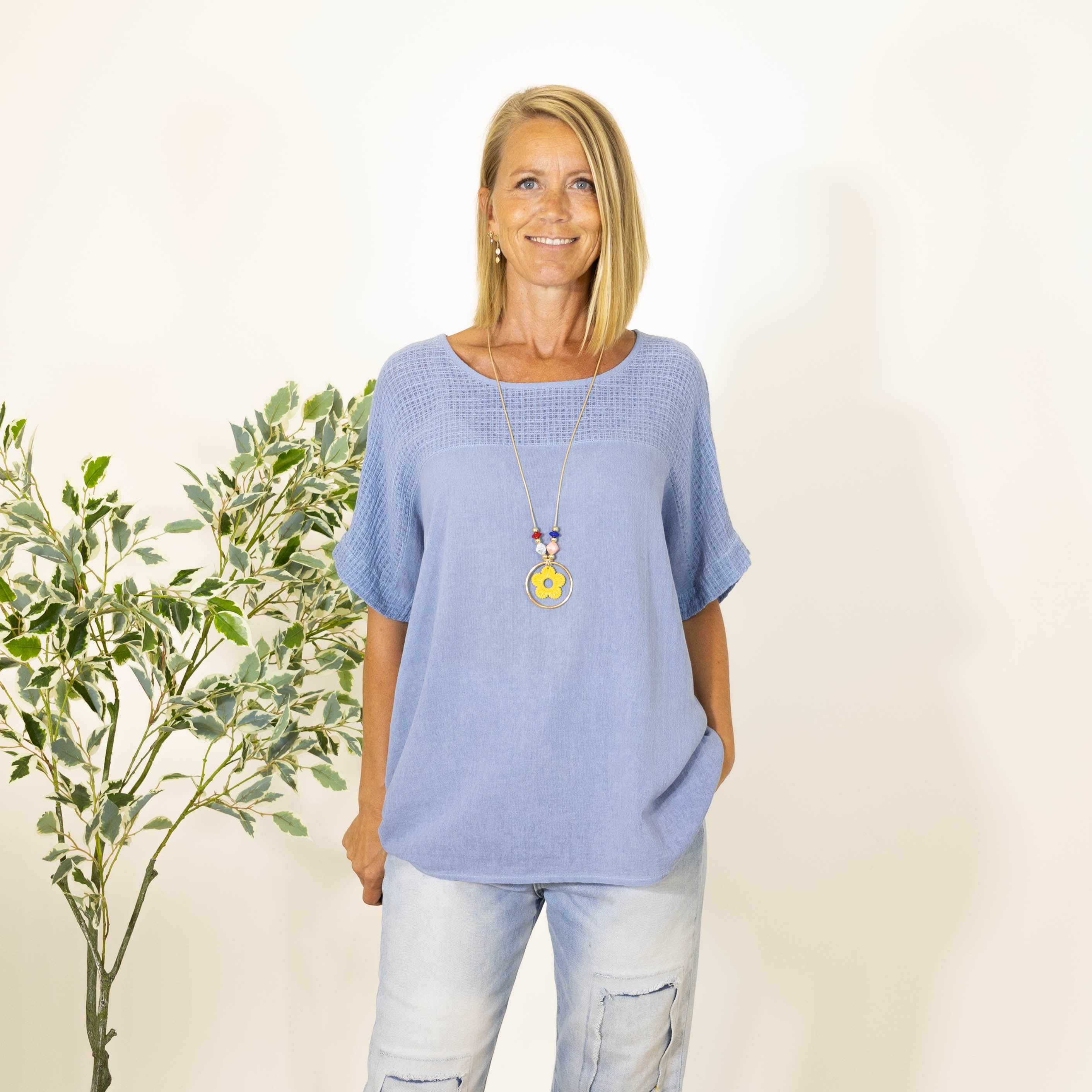 Annabel acid washed overdel, Dueblå