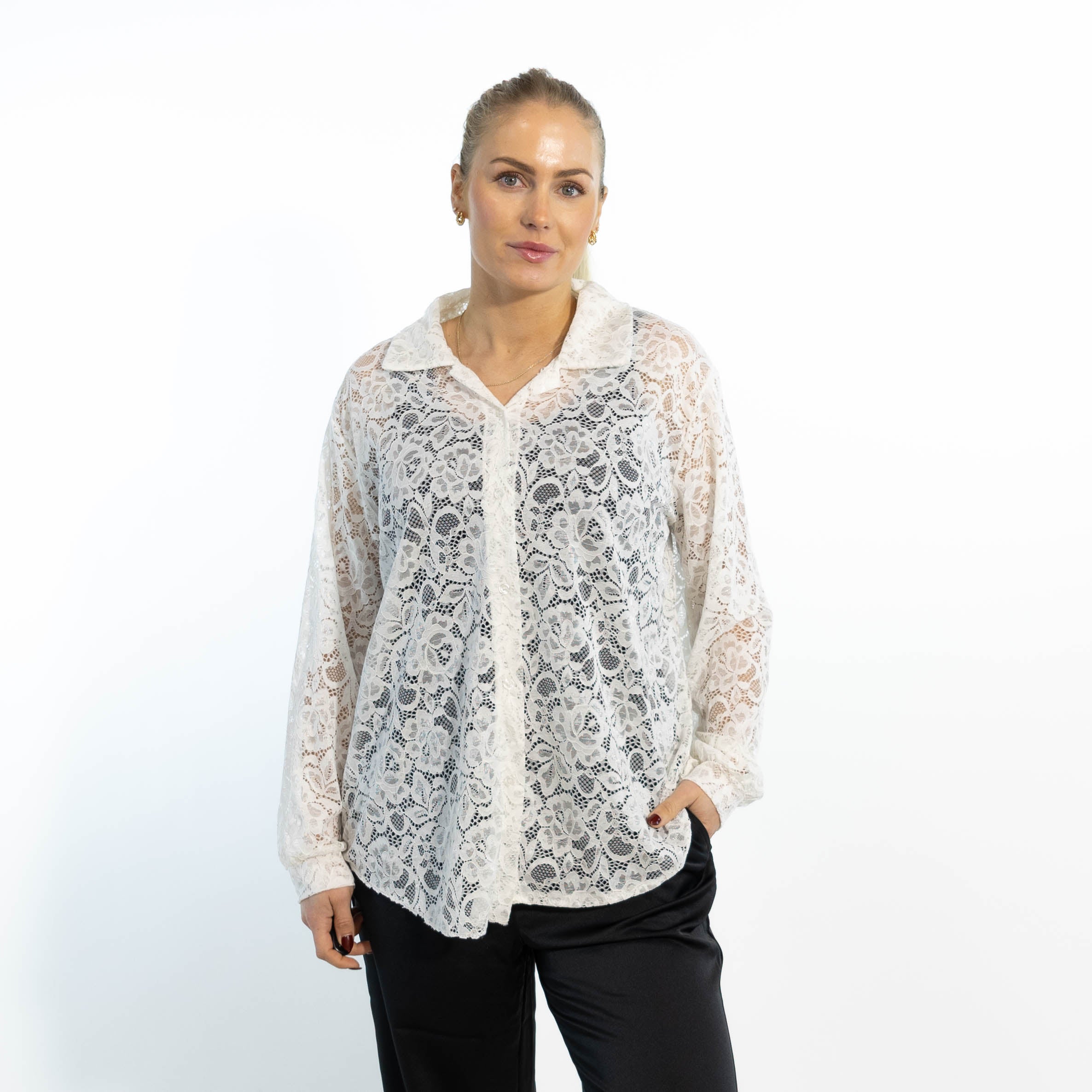 Gunhild chiffon skjorte, Hvid