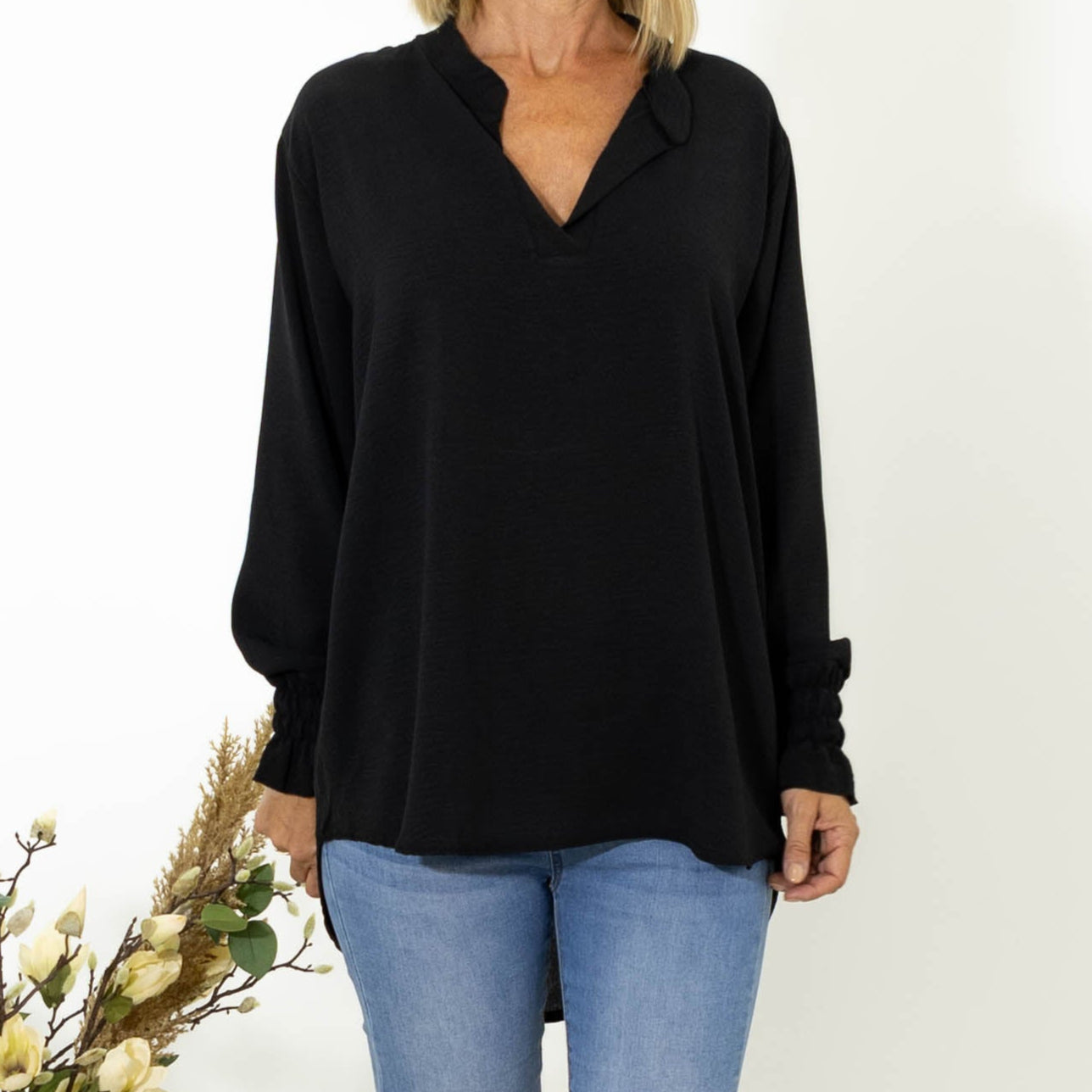 Sina bubble chiffon skjorte, Sort