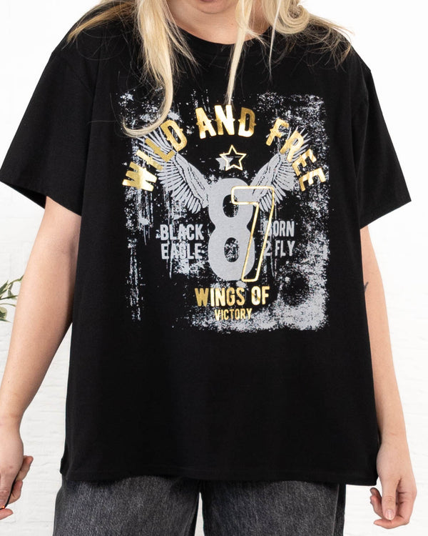 Wild and Free t-shirt, Sort