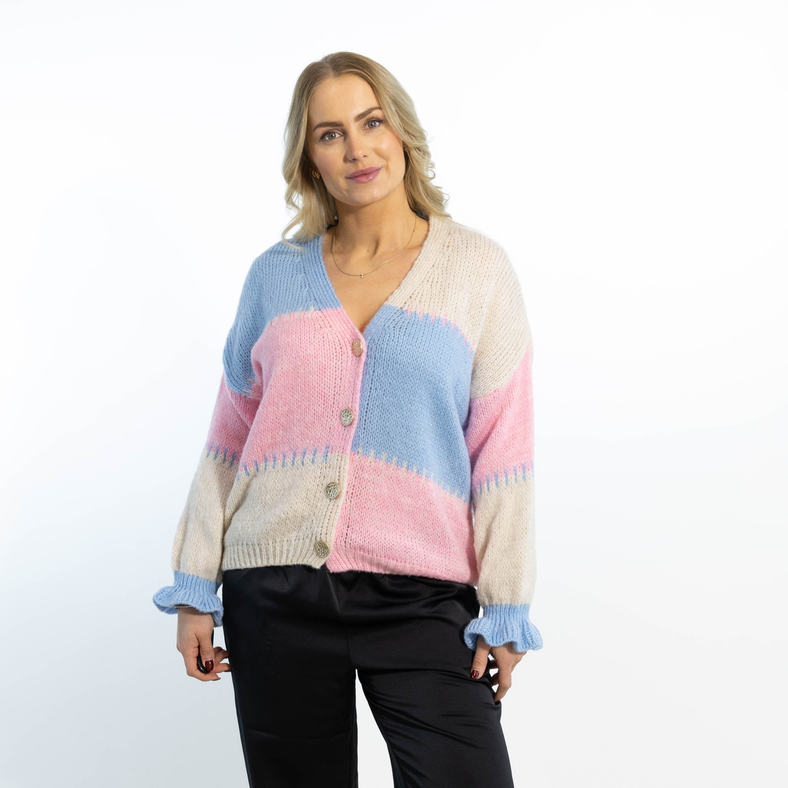 Thea Patchwork Strik, Lyseblå