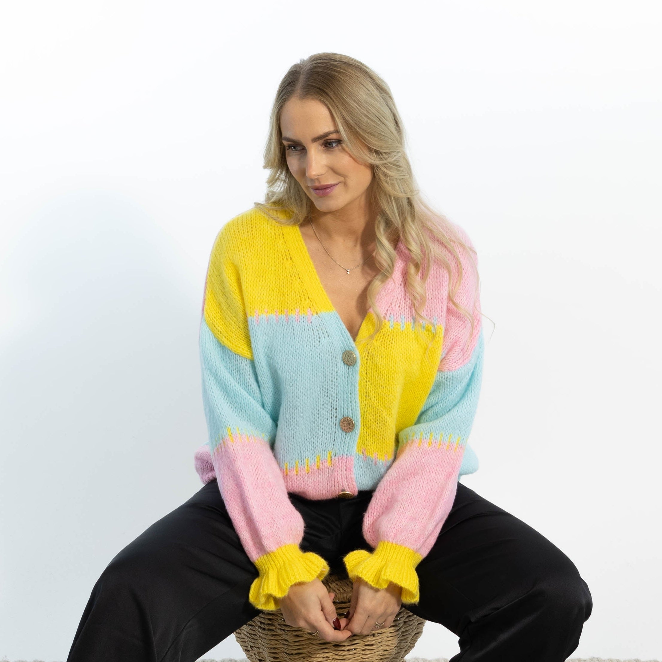 Thea Patchwork Strik, Pink