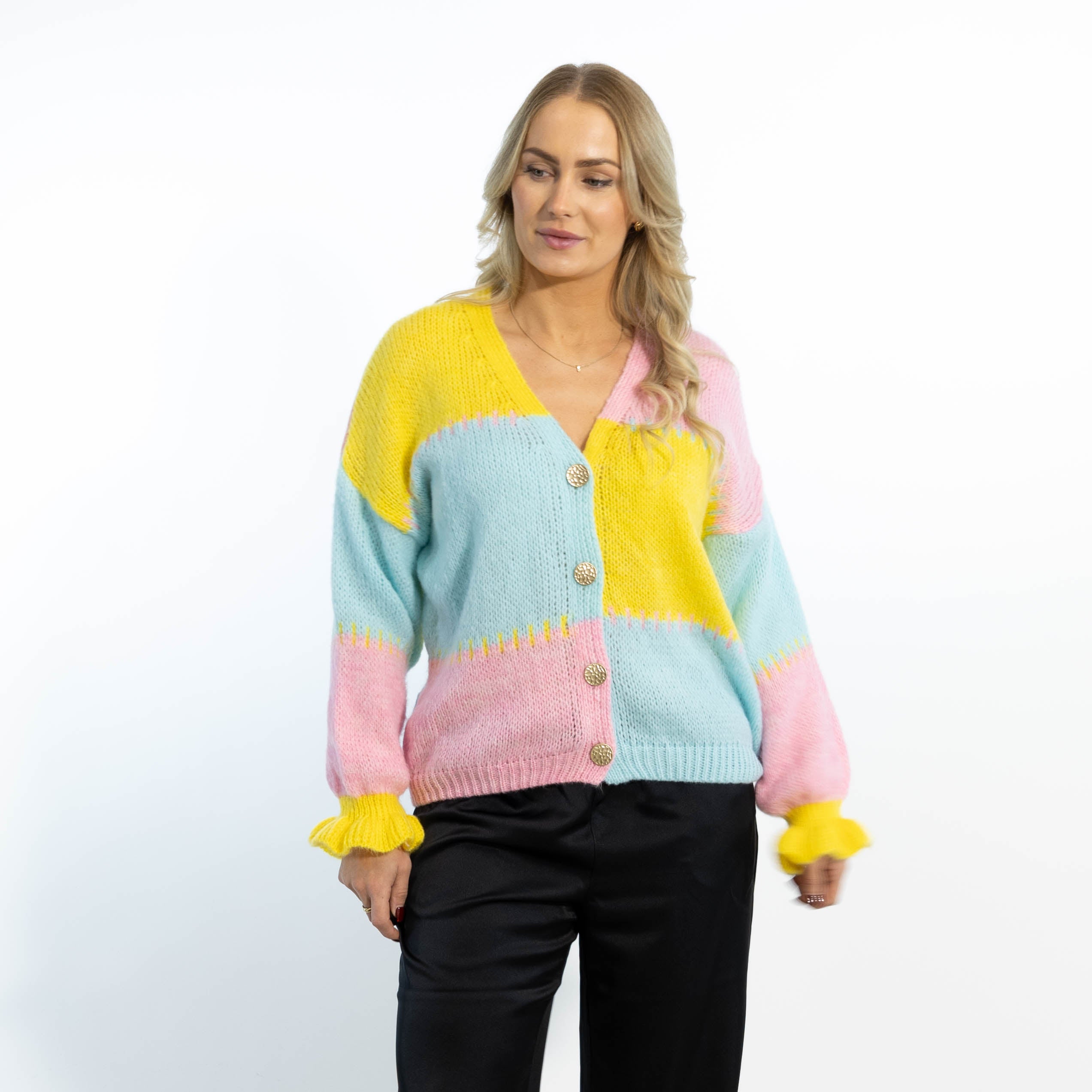 Thea Patchwork Strik, Pink