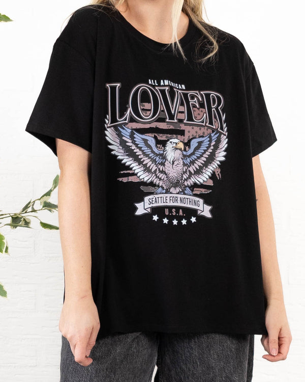 American lover t-shirt, Sort
