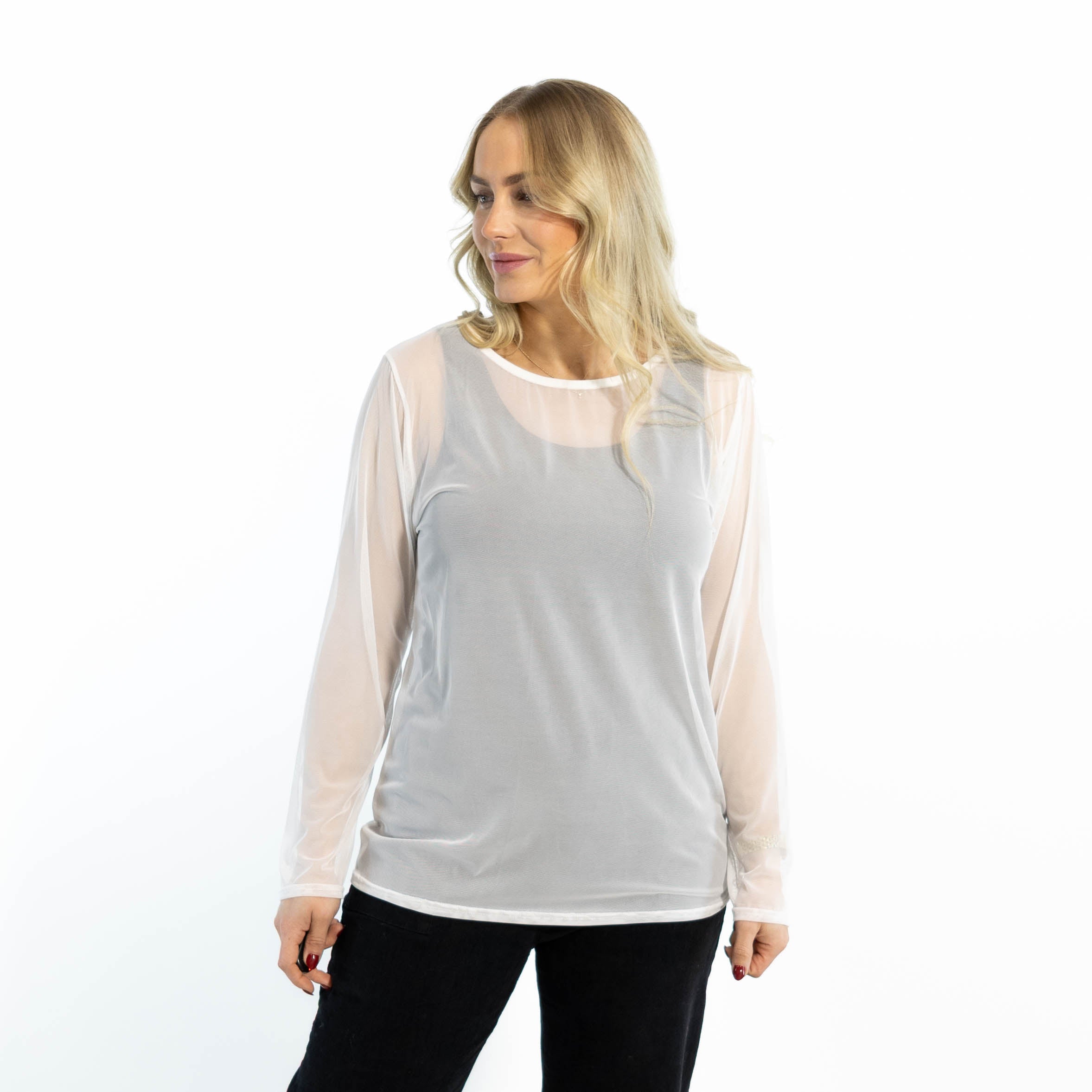 Sally mesh overdel, Hvid