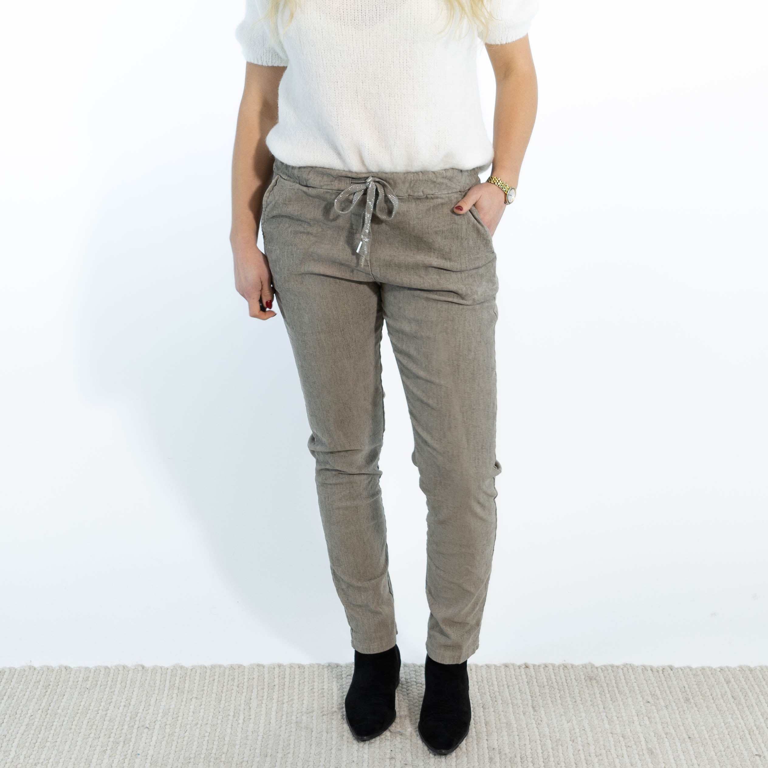 Noemi stonewashed bukser, Taupe