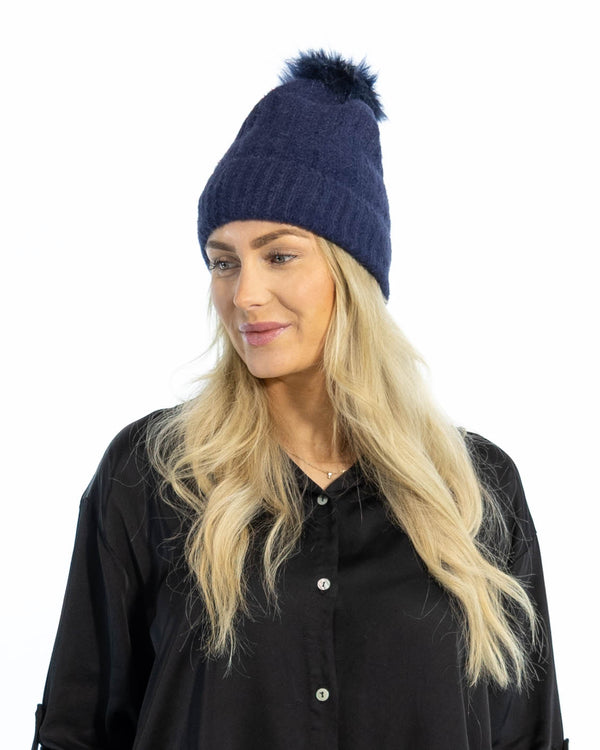 Ulla ribstrikket hue, Navy