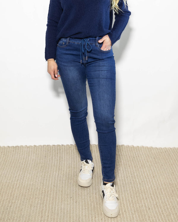 Brooklyn jeggings m. snørre, Mørkvask
