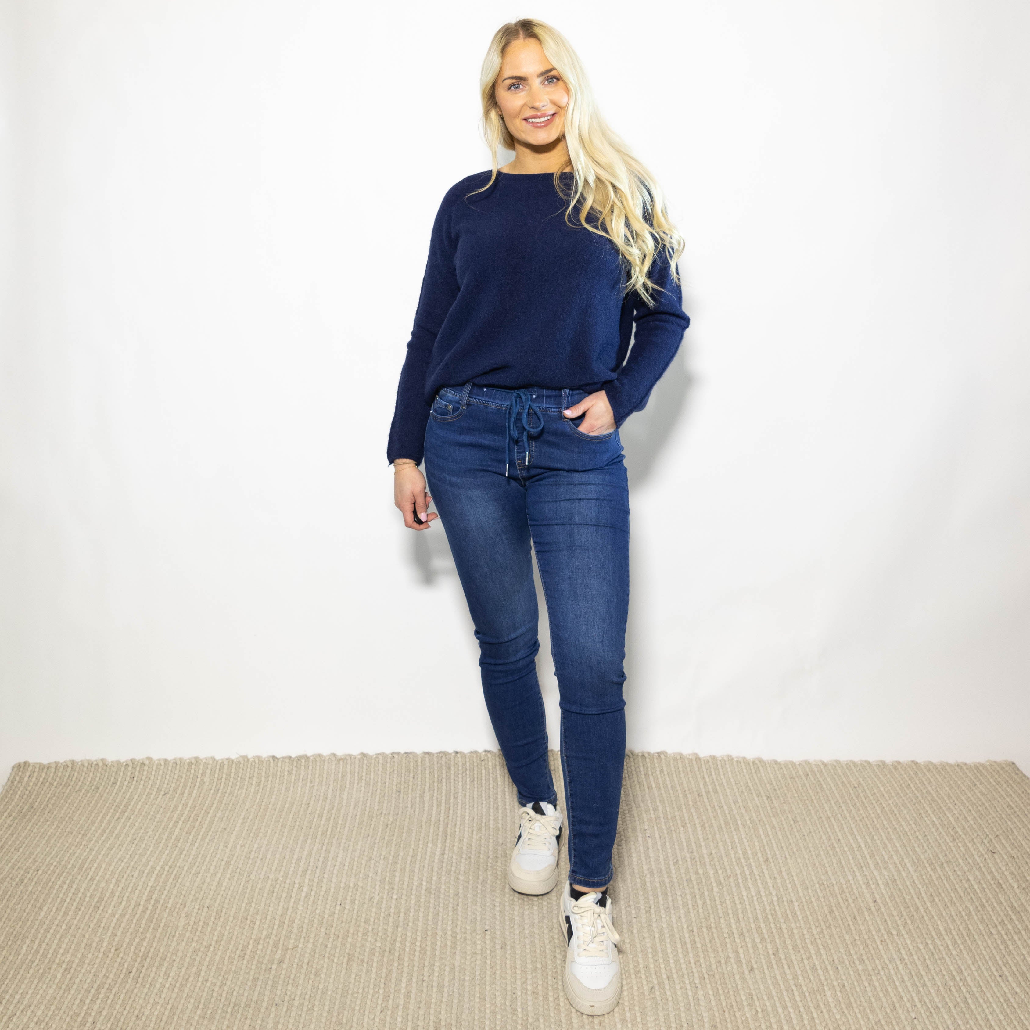 Brooklyn jeggings m. snørre, Mørkvask