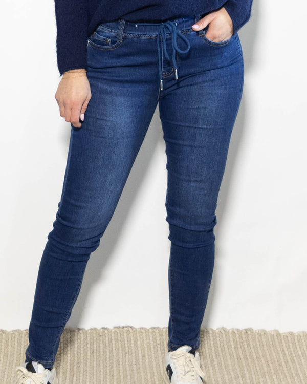 Brooklyn jeggings m. snørre, Mørkvask
