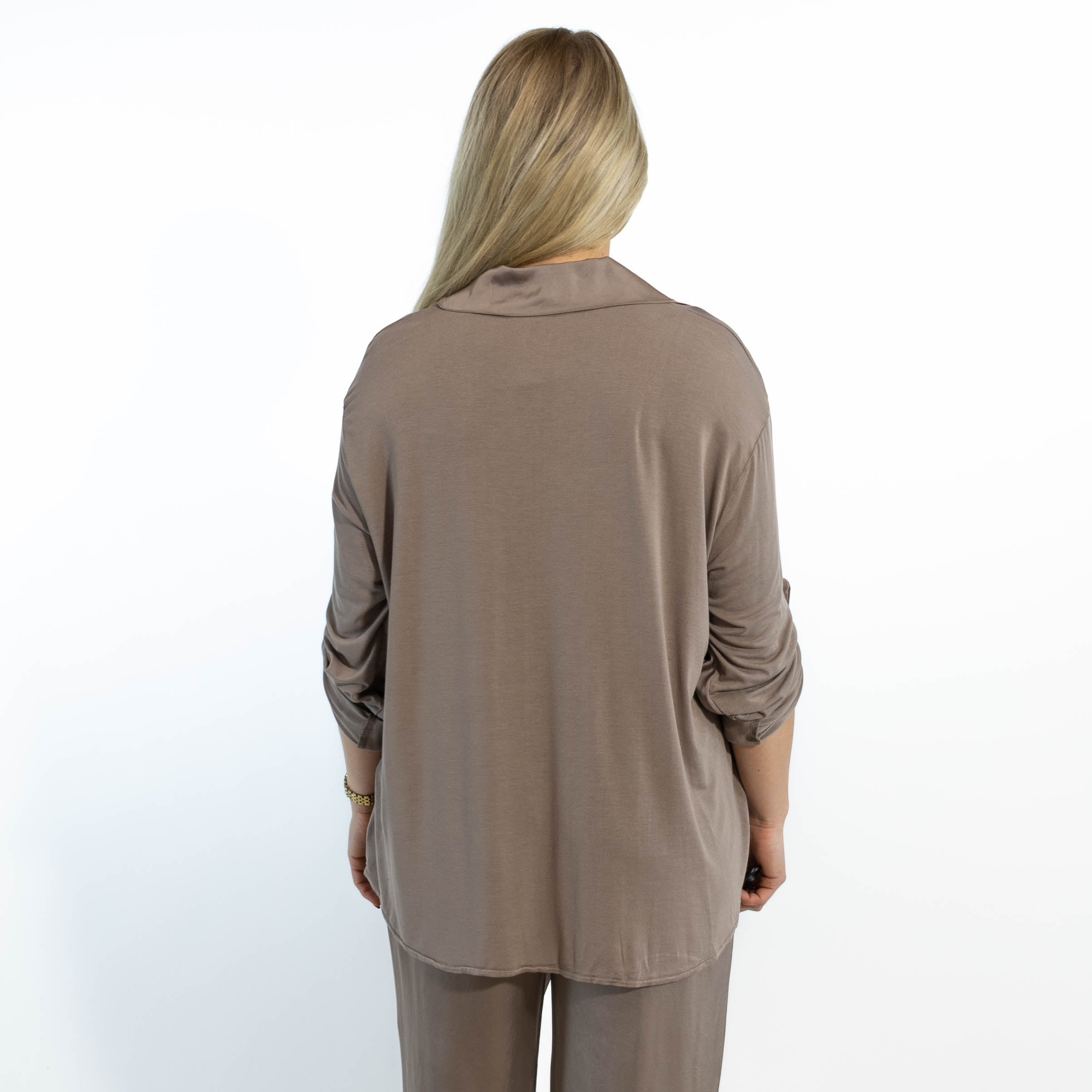 Mabel satin bluse, Taupe