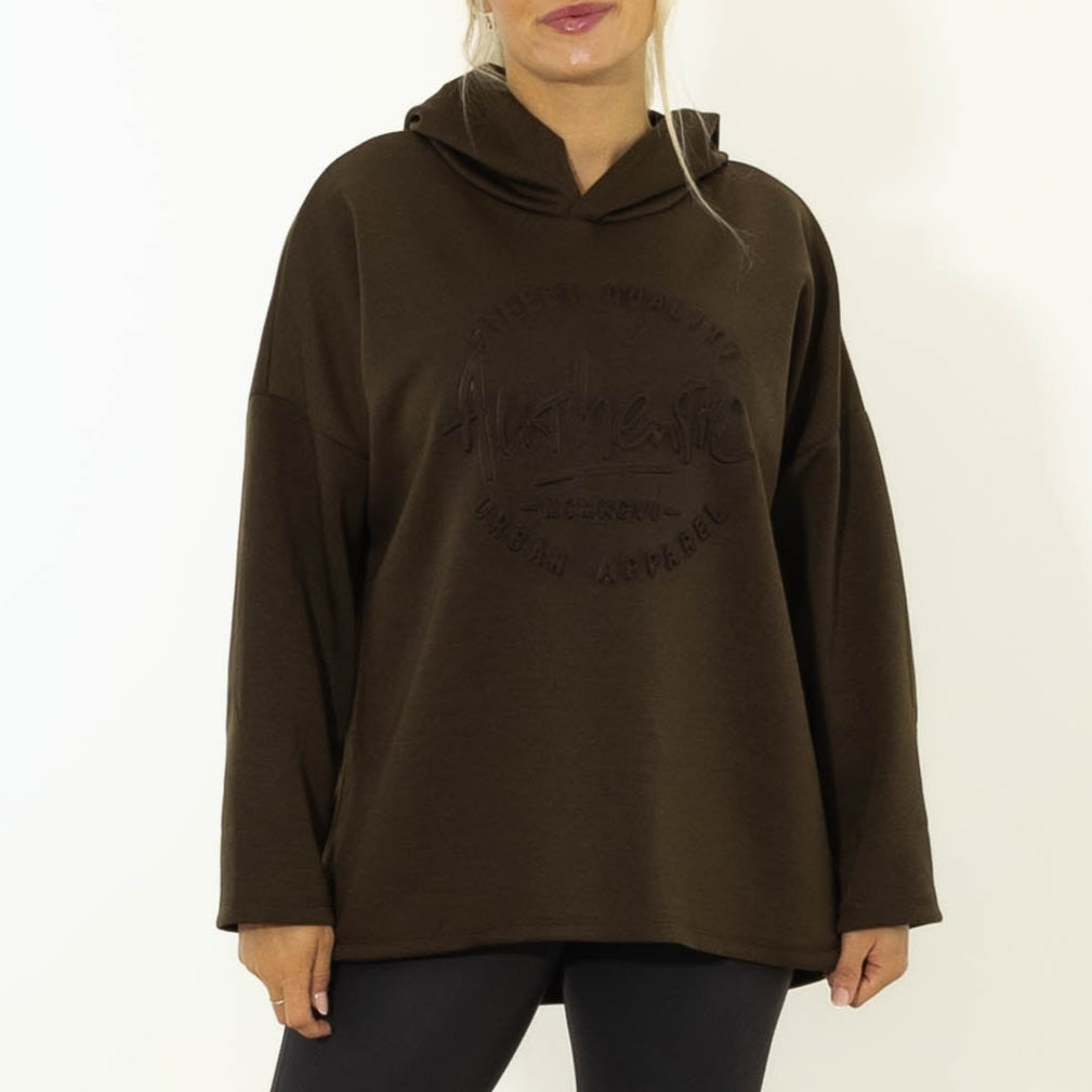 Selma puff print hoodie, Choko