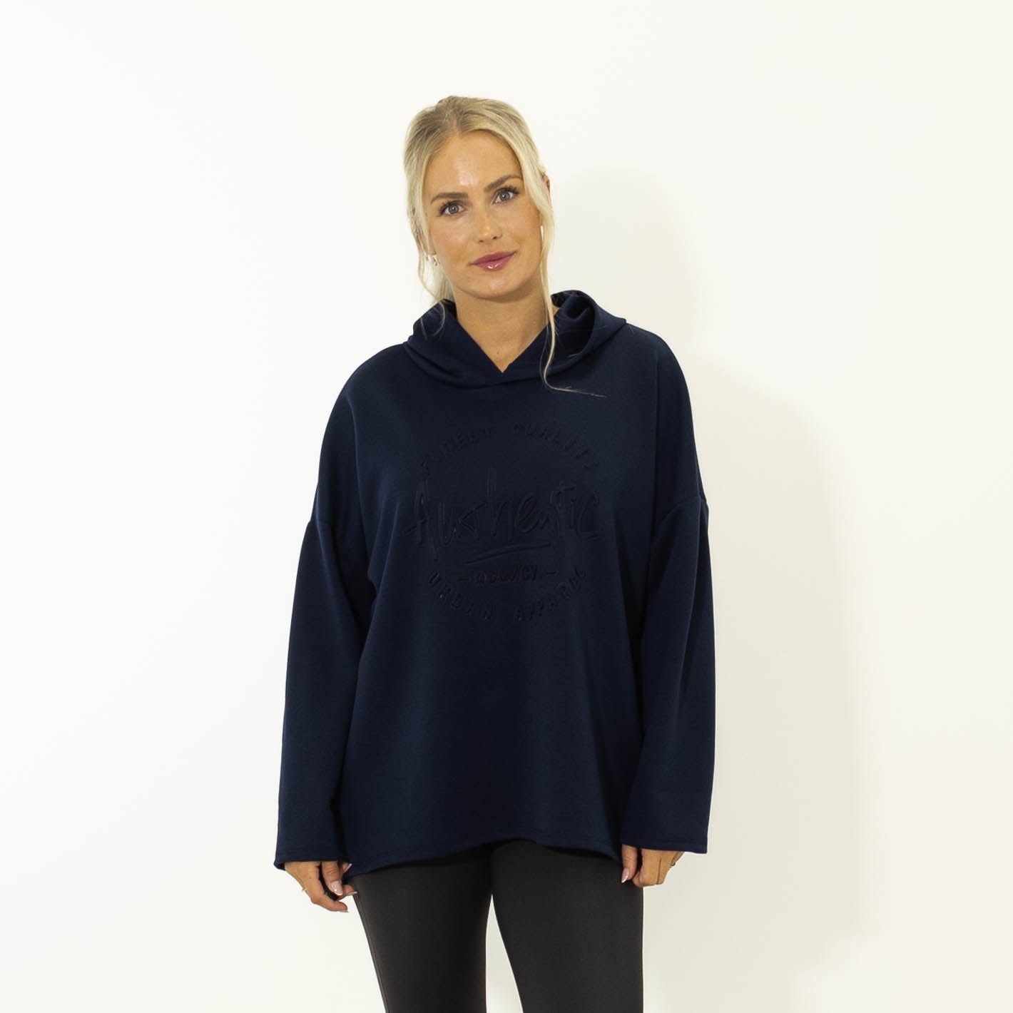 Selma puff print hoodie, Navy