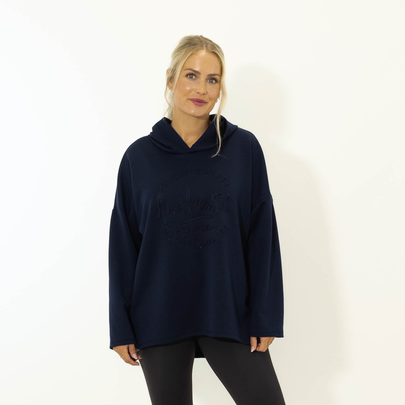 Selma puff print hoodie, Navy