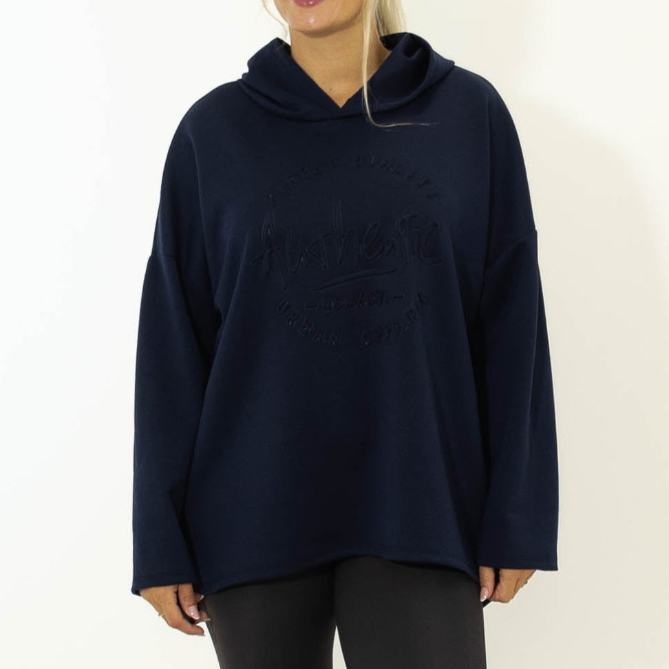 Selma puff print hoodie, Navy