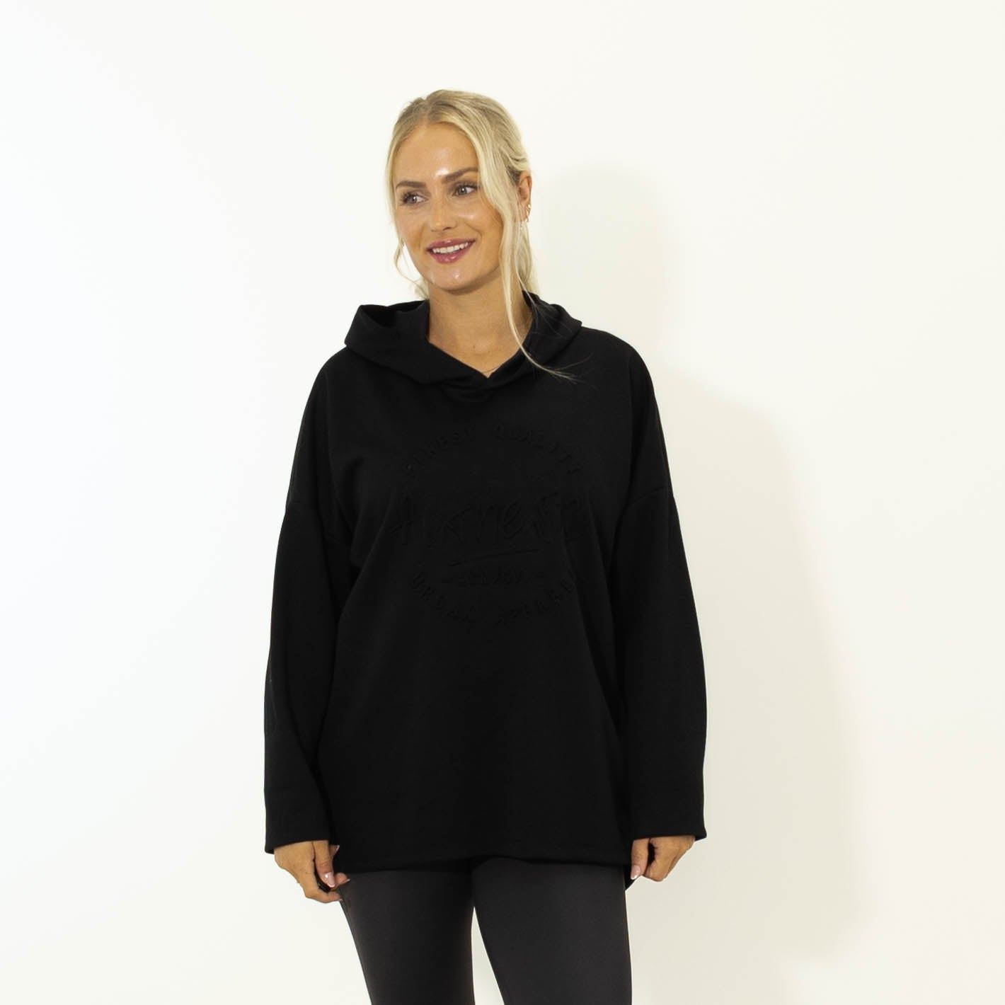 Selma puff print hoodie, Sort