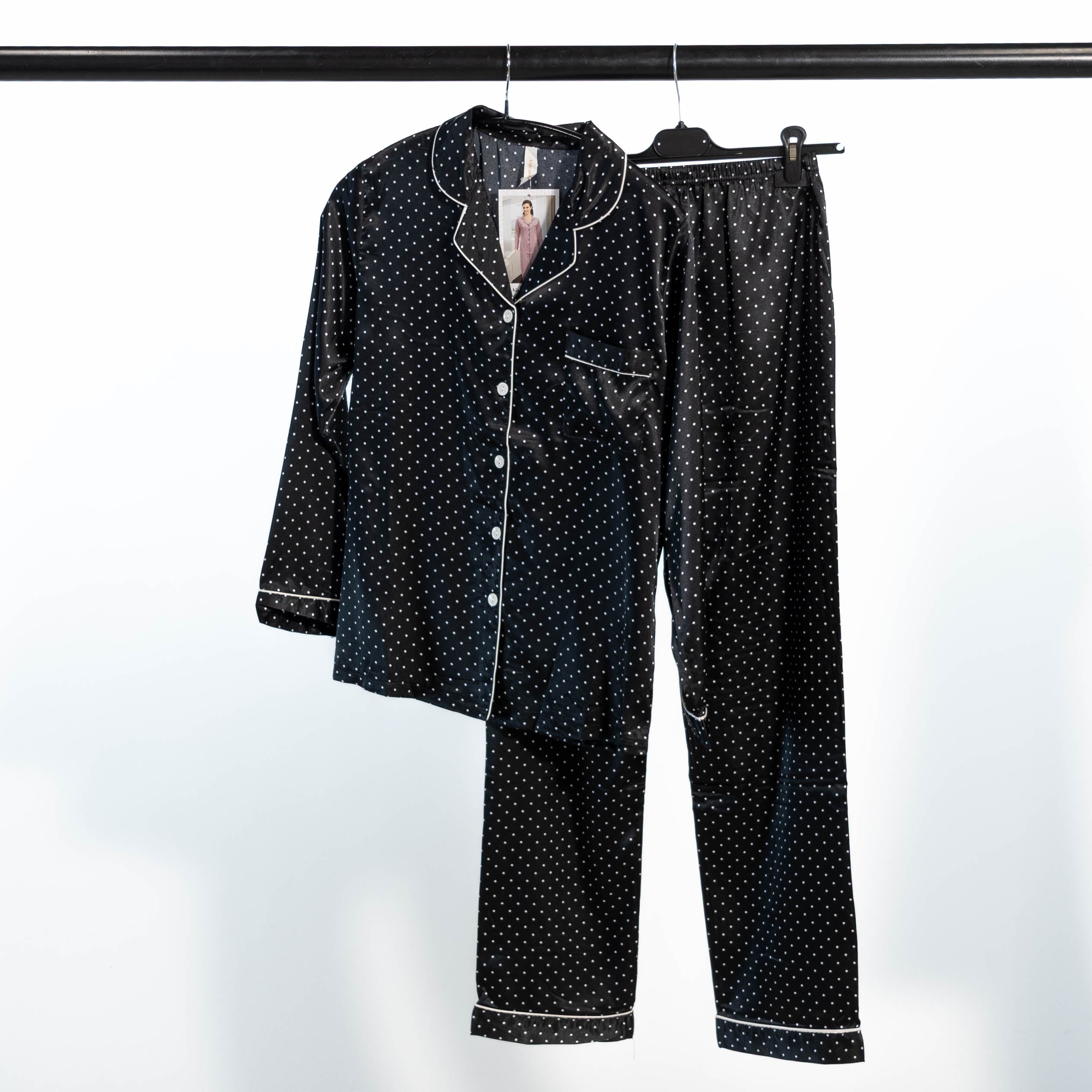 Liva satin pyjamas, Sort