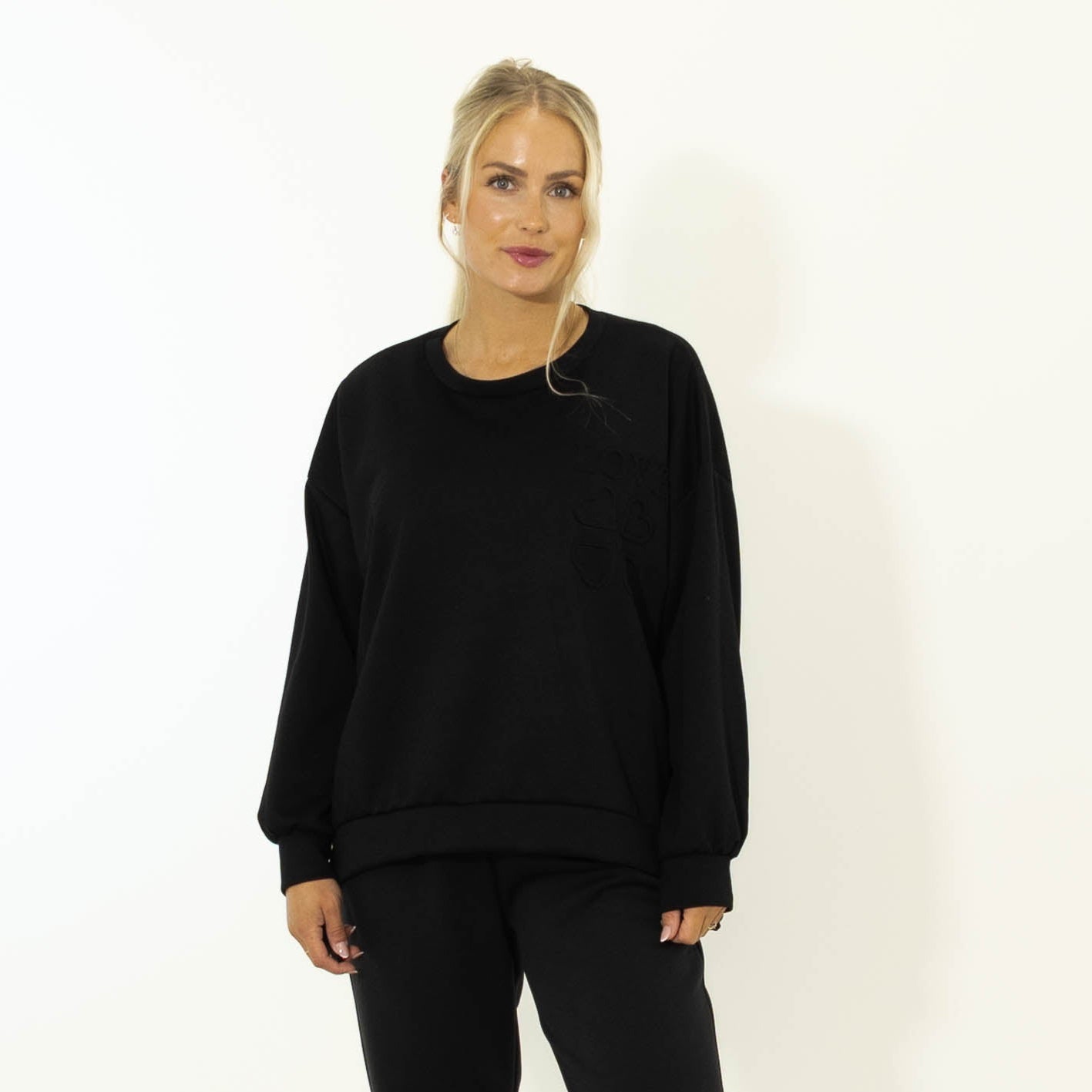 Debbie puff print sweatshirt, Sort