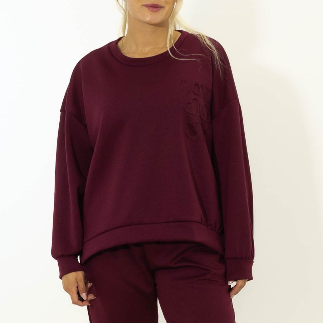 Debbie puff print sweatshirt, Bordeaux