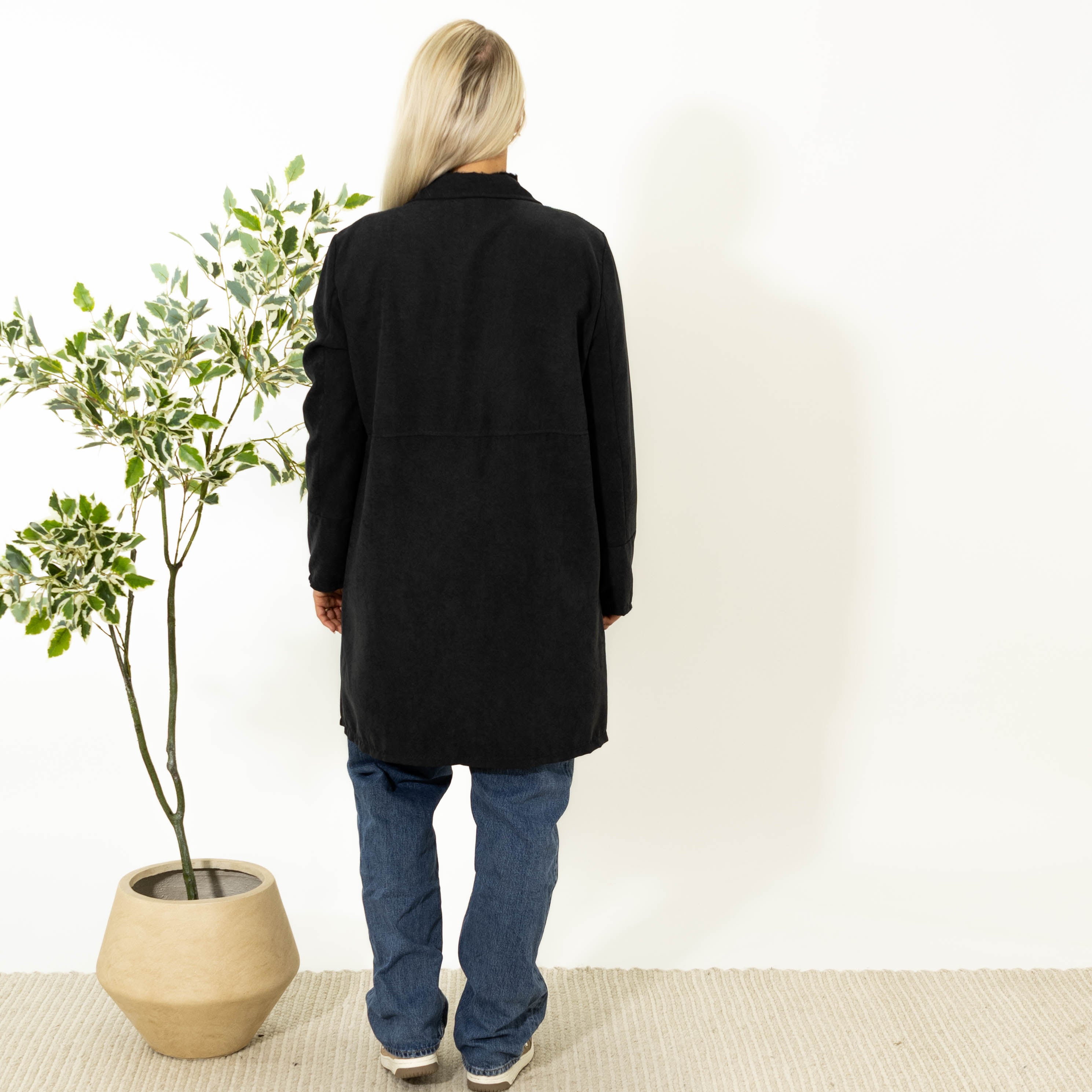 Mulle lang ruskindsjakke, Sort