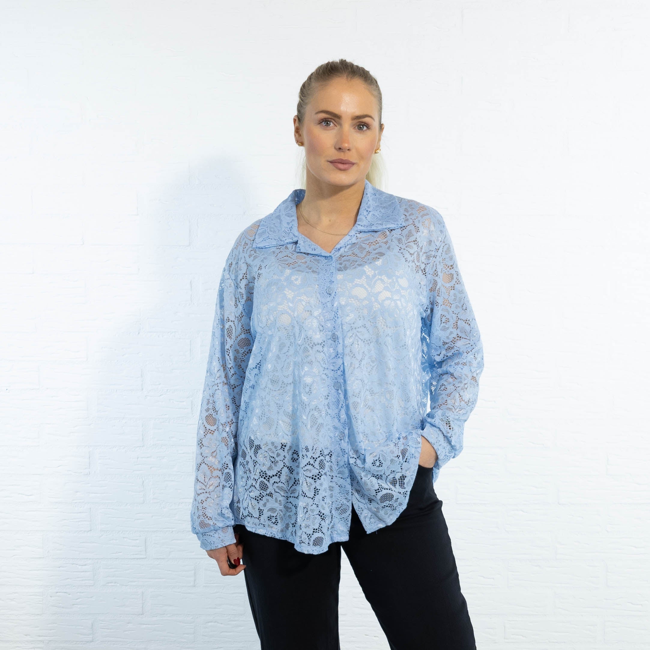 Gunhild chiffon skjorte, Lyseblå