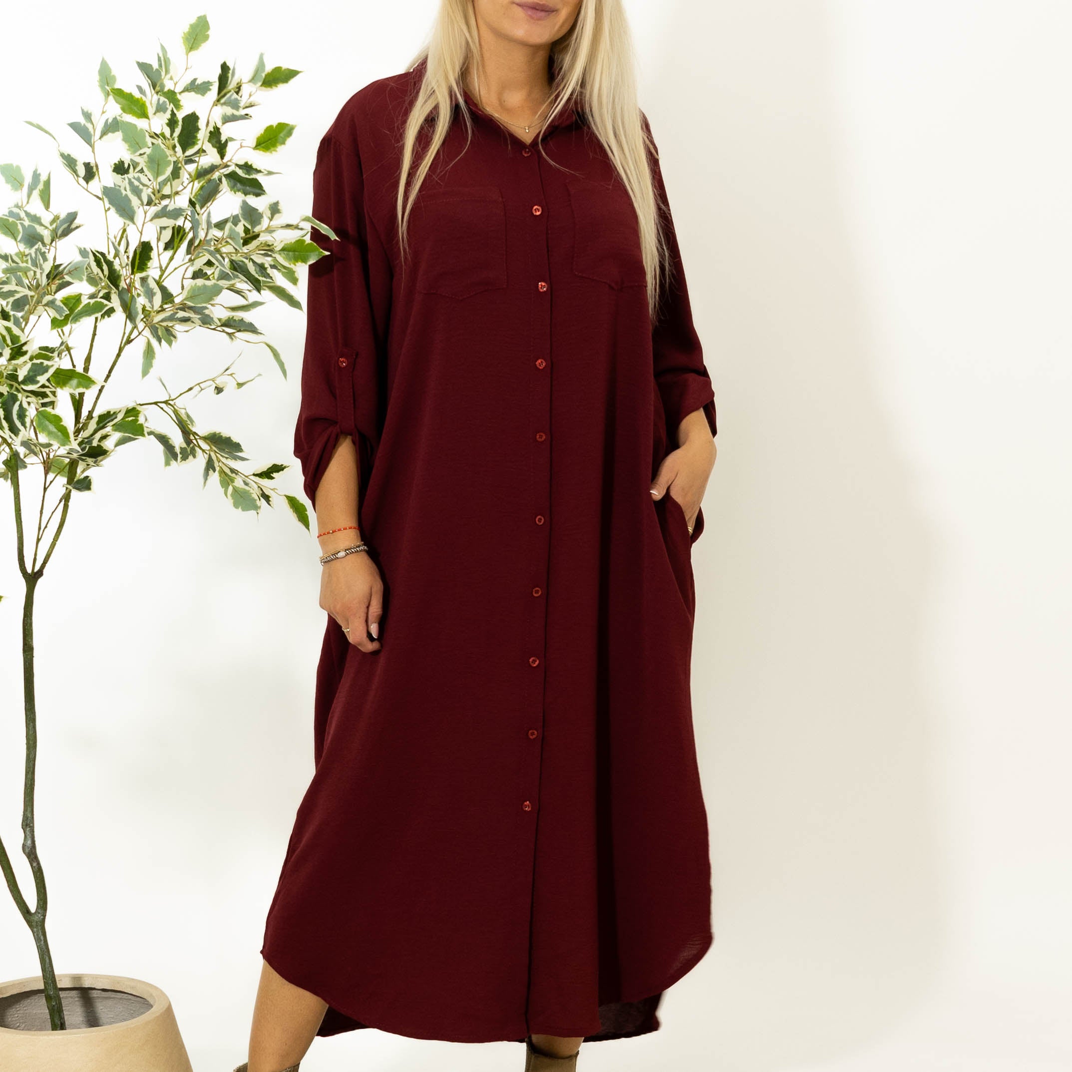 Sussi chiffon skjorte, Bordeaux