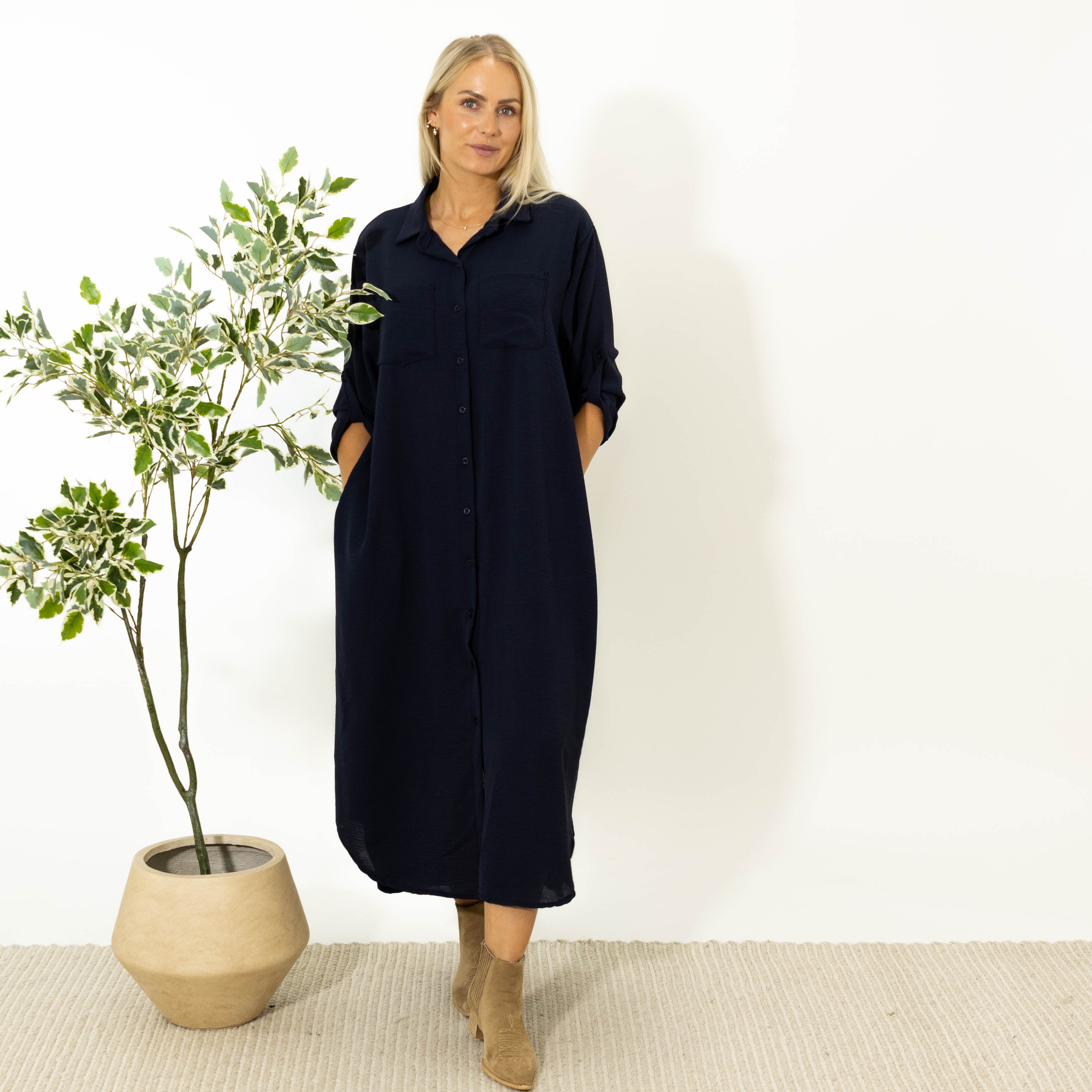 Sussi chiffon skjorte, Navy