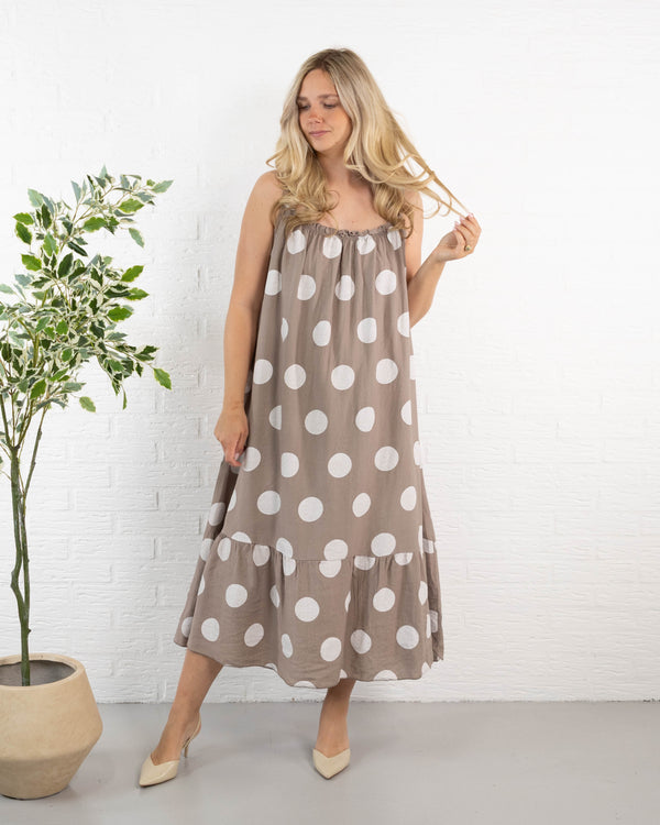 Plush stropkjole, Taupe