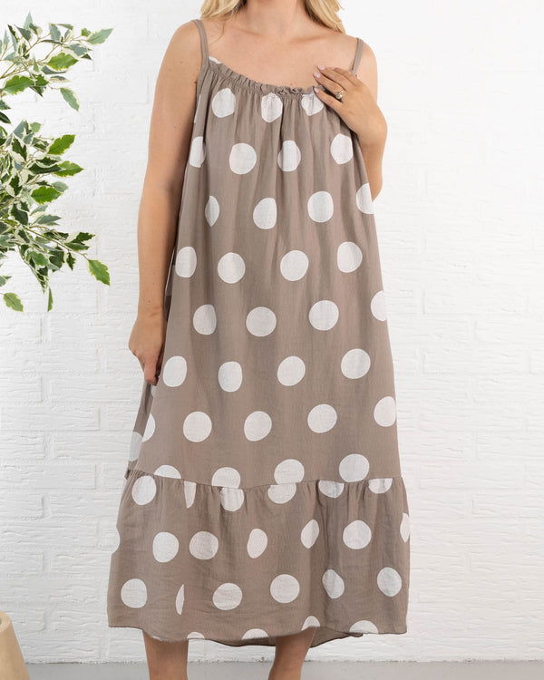 Plush stropkjole, Taupe