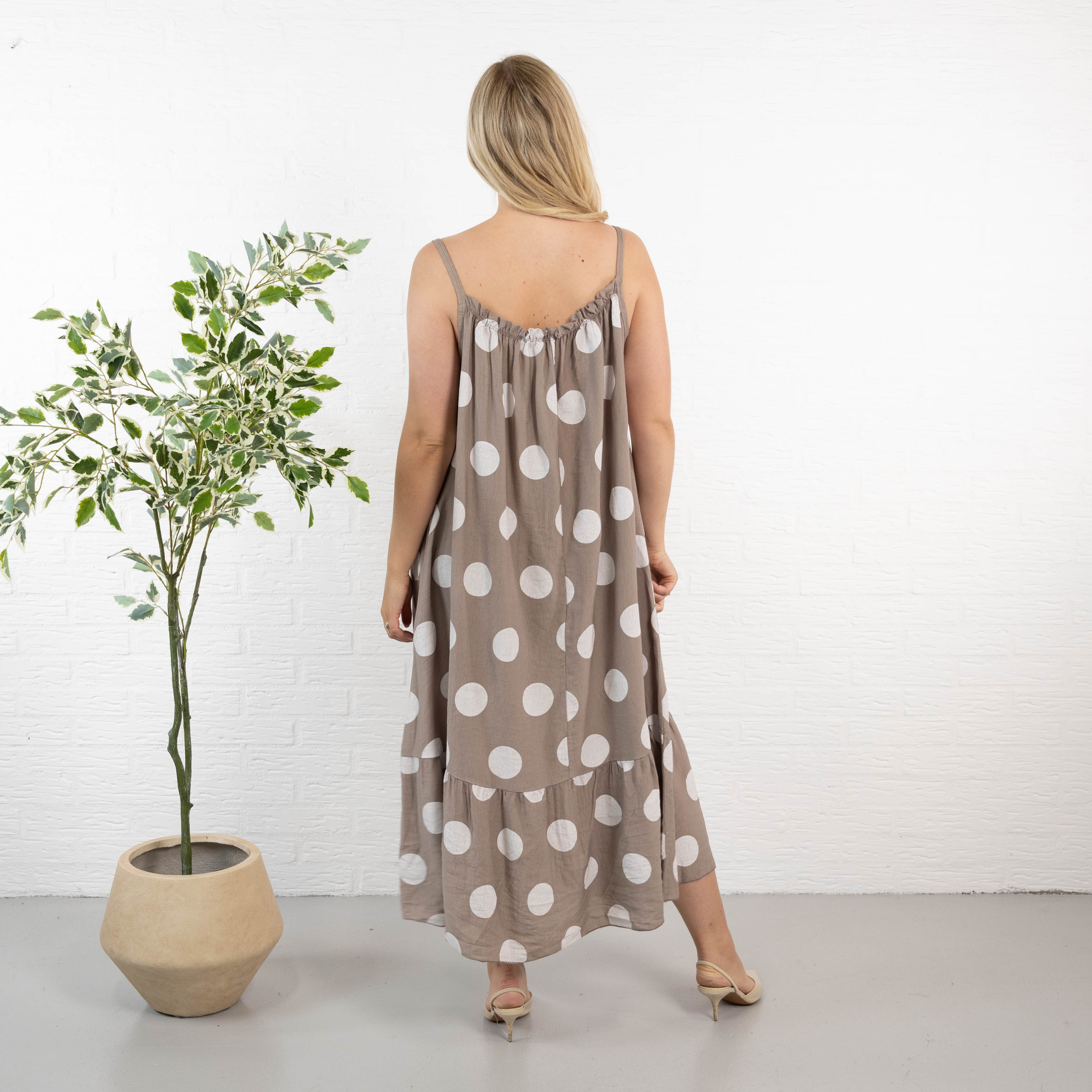 Plush stropkjole, Taupe