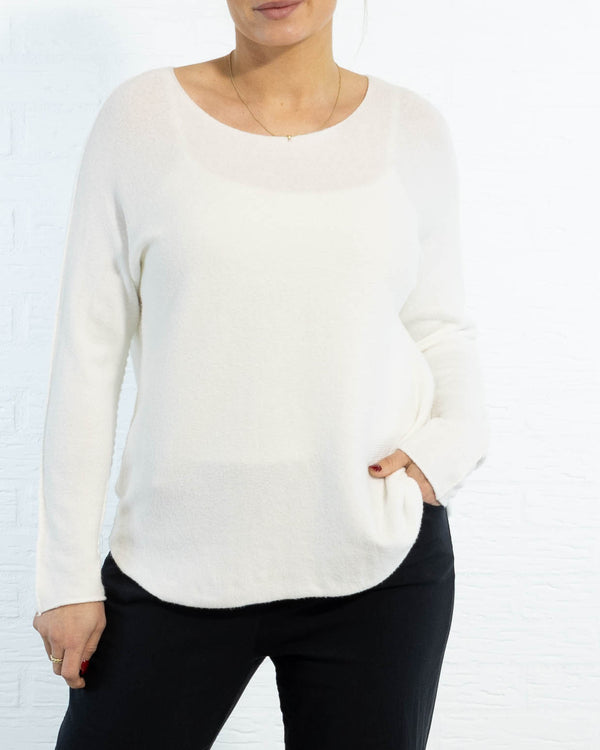 Klara rundhals strik, Hvid