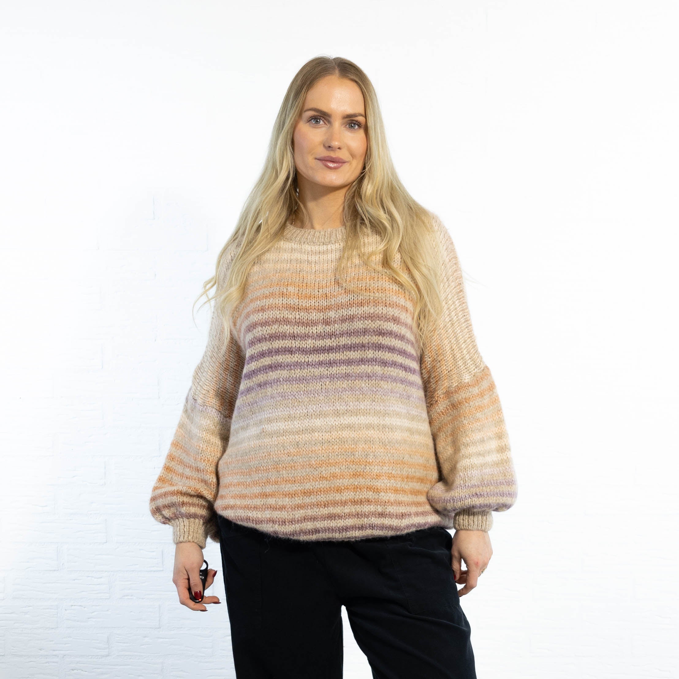 Tammy stribet strik, Taupe