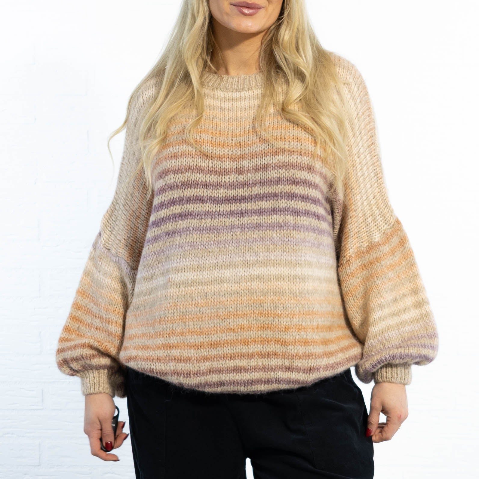 Tammy stribet strik, Taupe