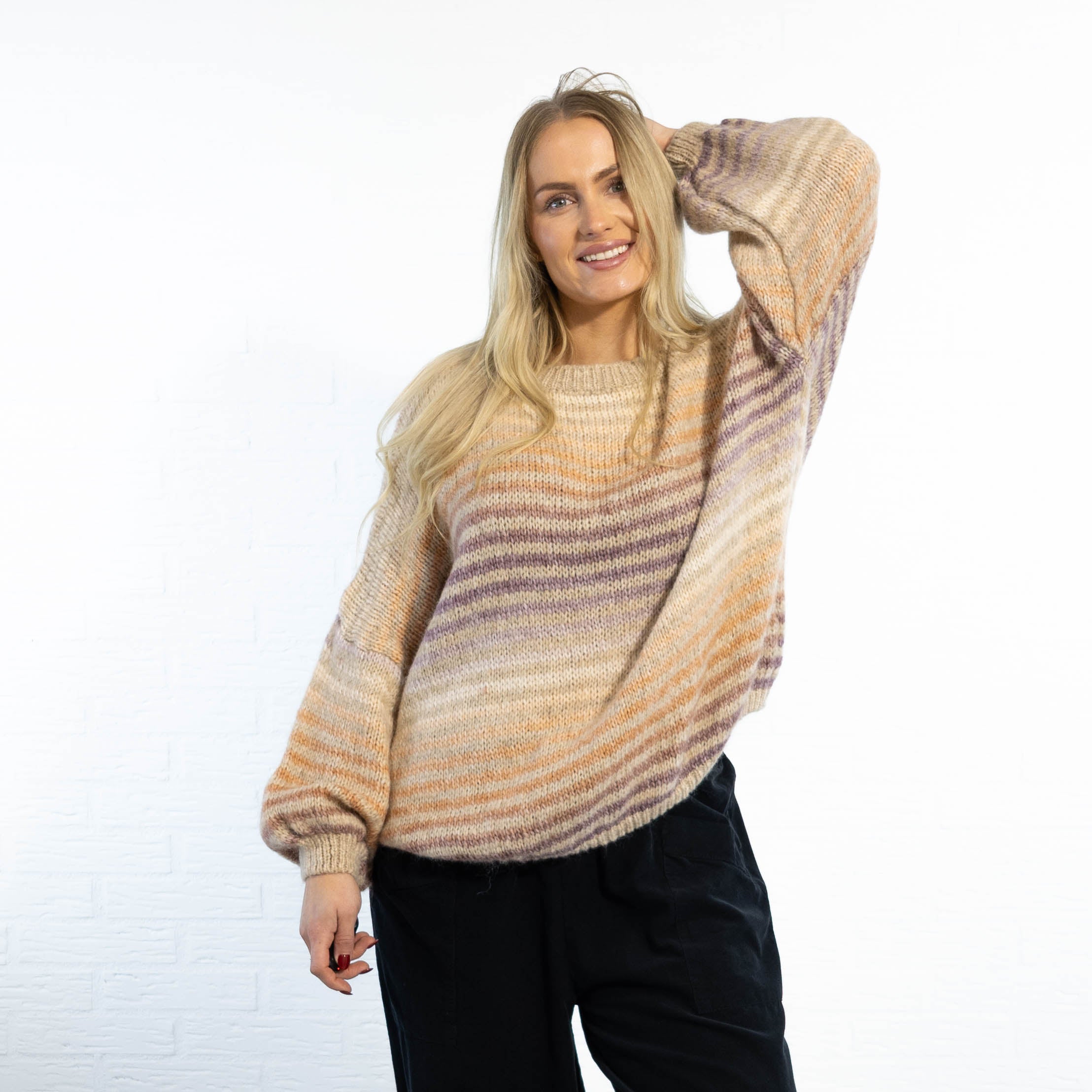 Tammy stribet strik, Taupe