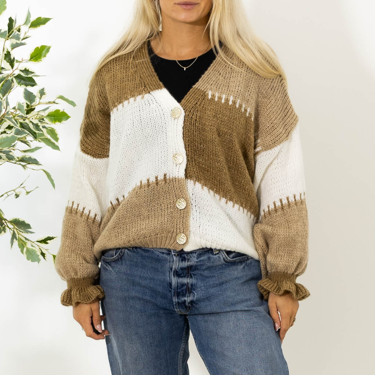 Thea Patchwork Strik, Camel