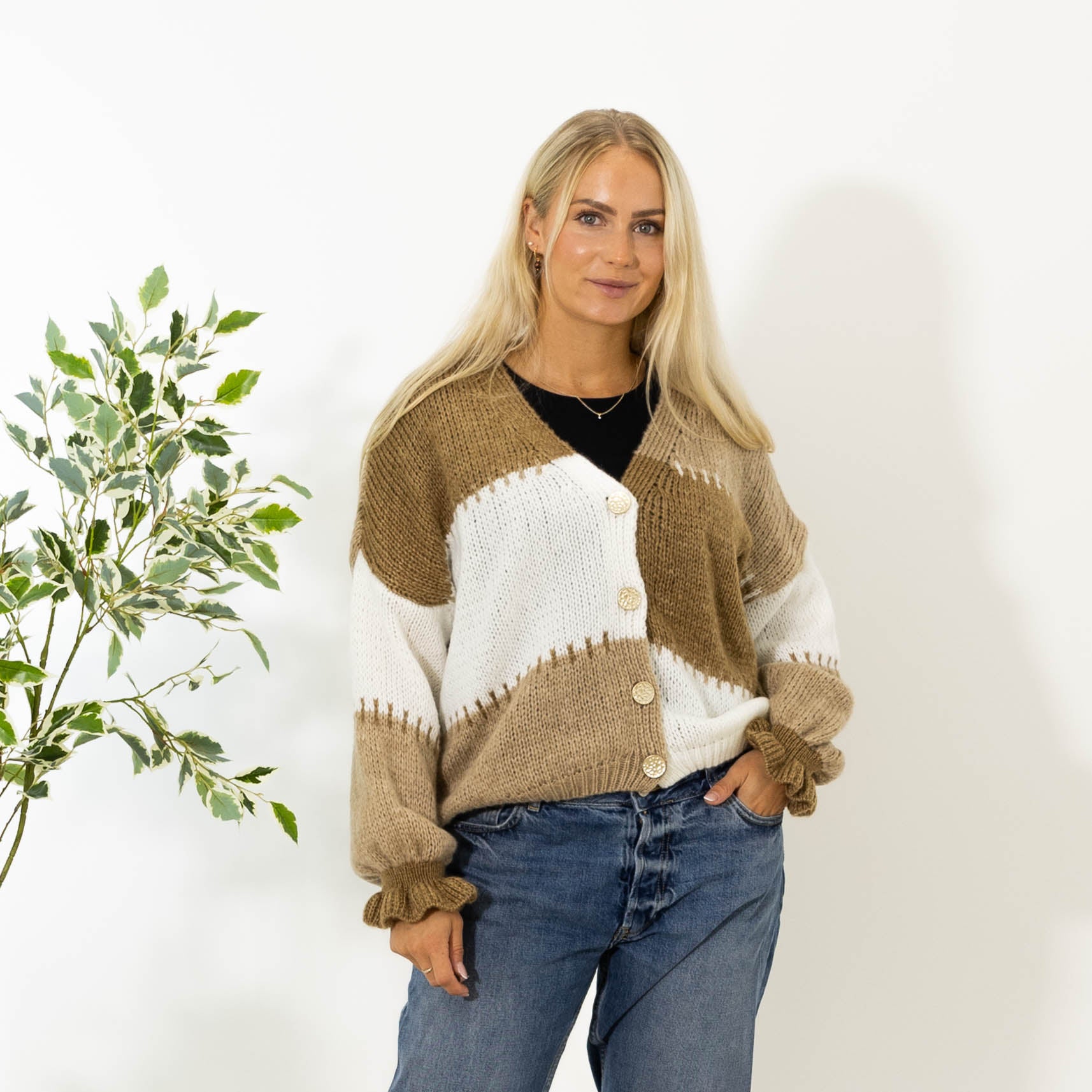 Thea Patchwork Strik, Camel