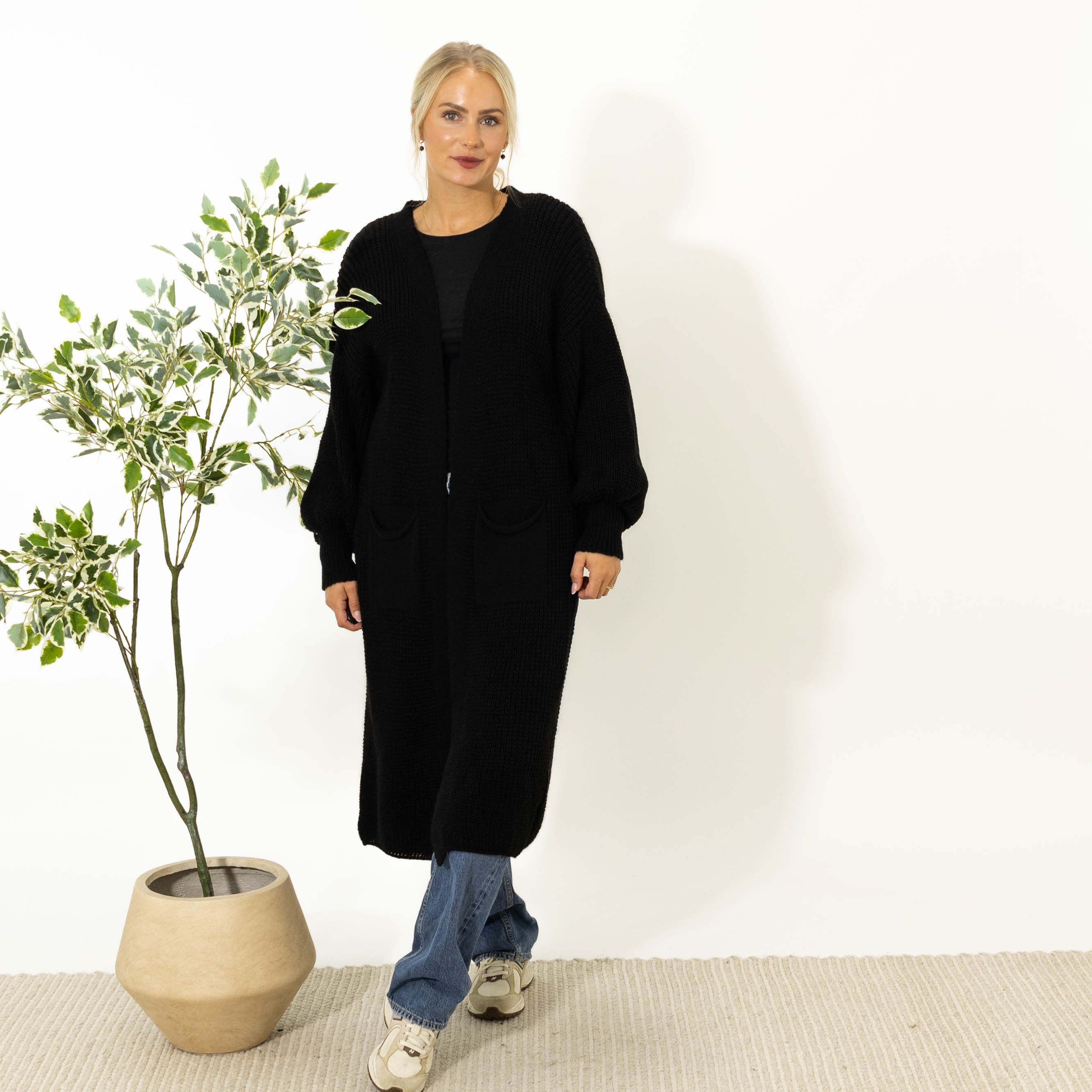 Sissi lang strik cardigan, Sort