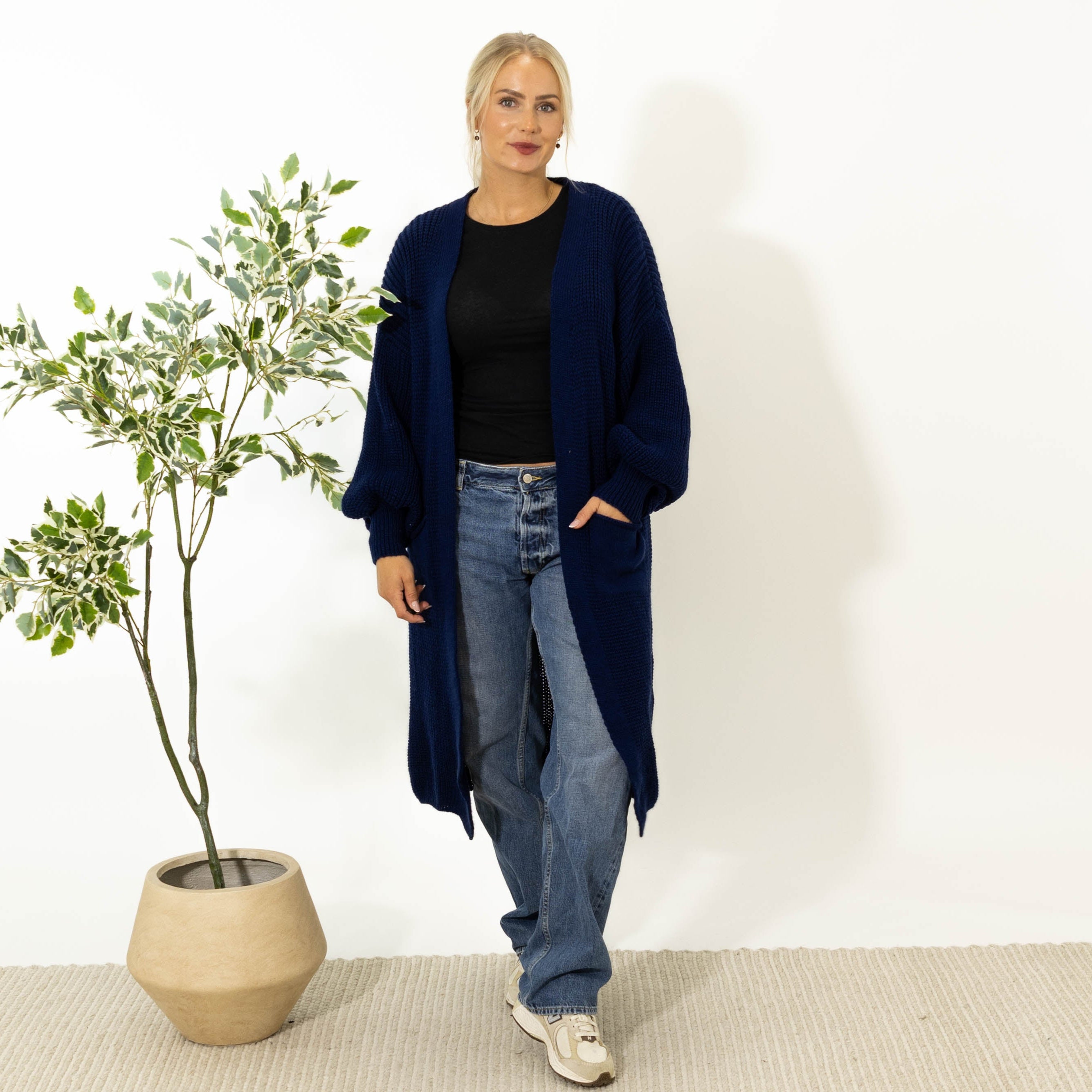 Sissi lang strik cardigan, Navy