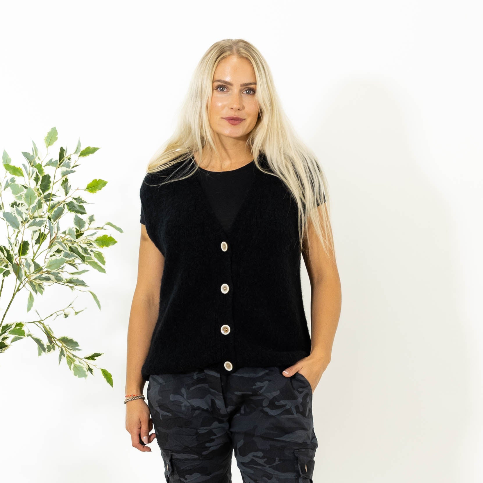 Lajla alpaca vest, Sort