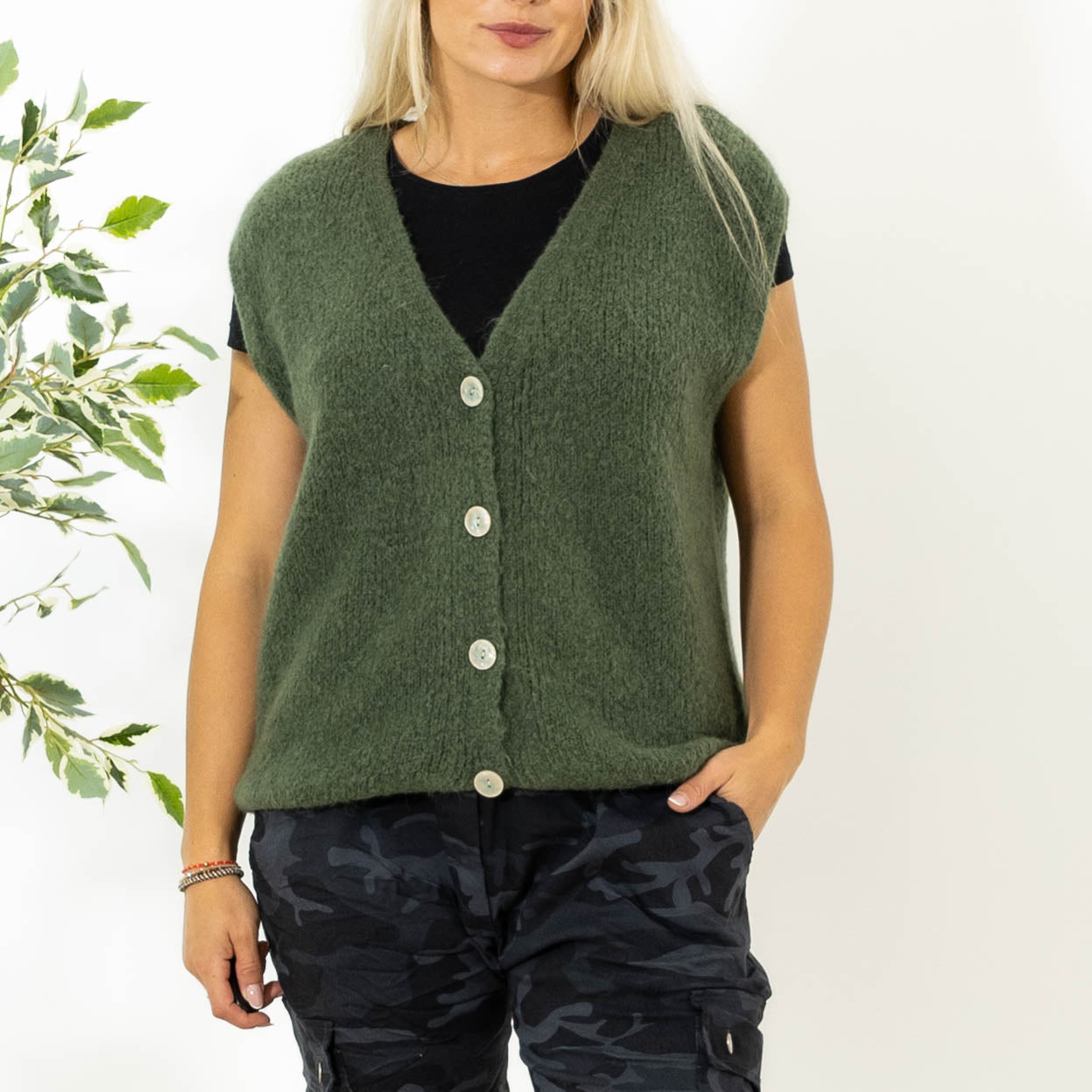 Lajla alpaca vest, Khaki