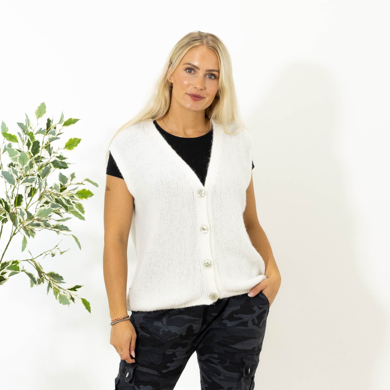 Lajla alpaca vest, Hvid