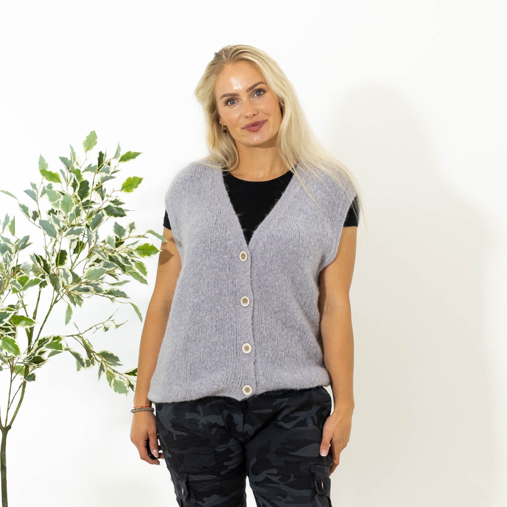Lajla alpaca vest, Lysegrå