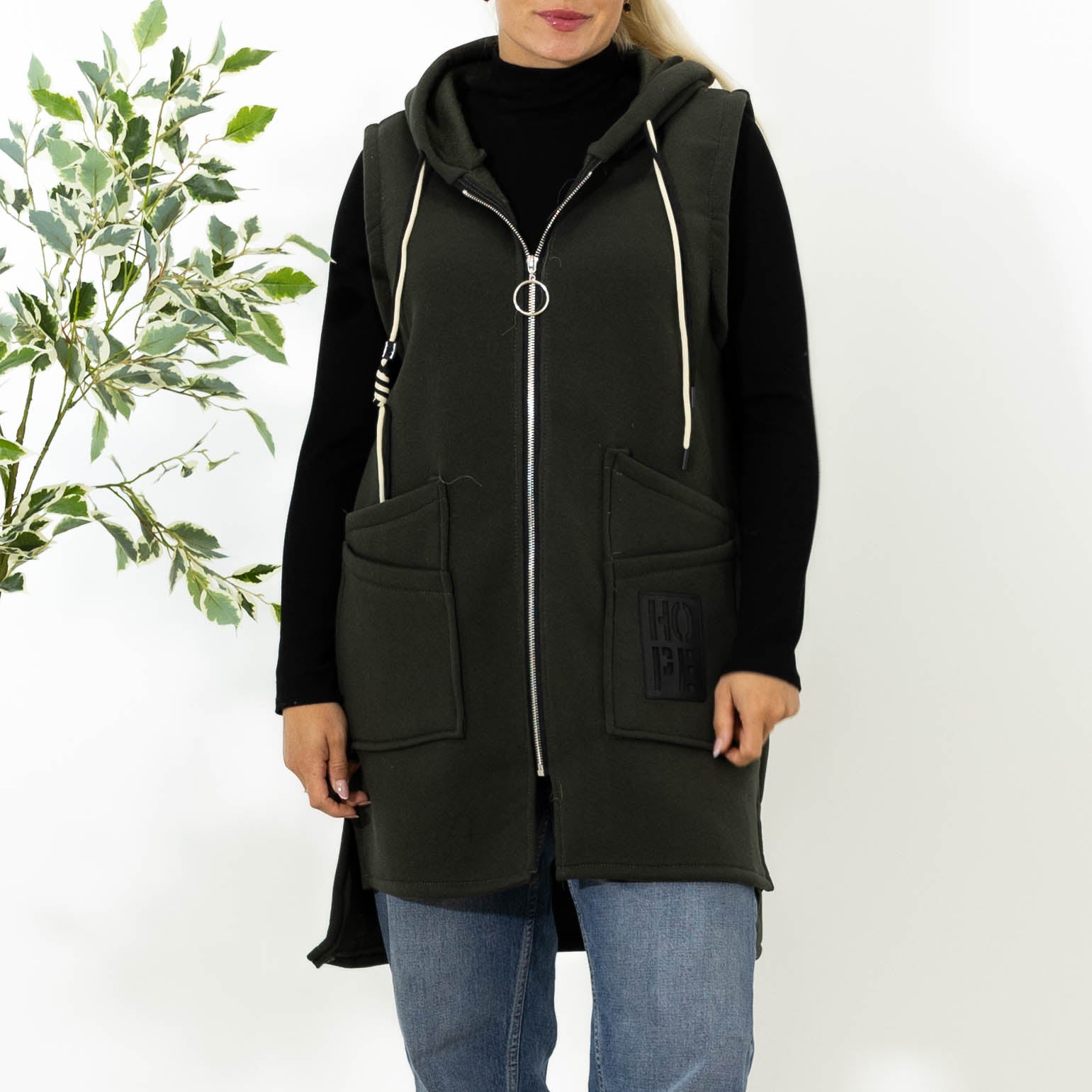 Kamma sweatshirt vest, Khaki