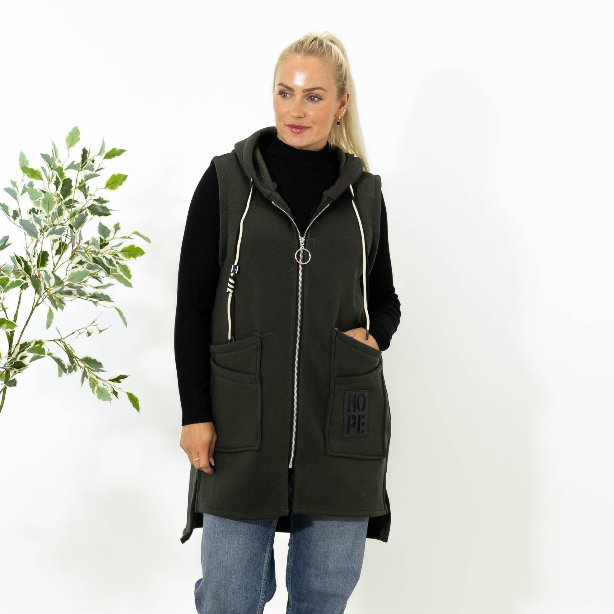 Kamma sweatshirt vest, Khaki
