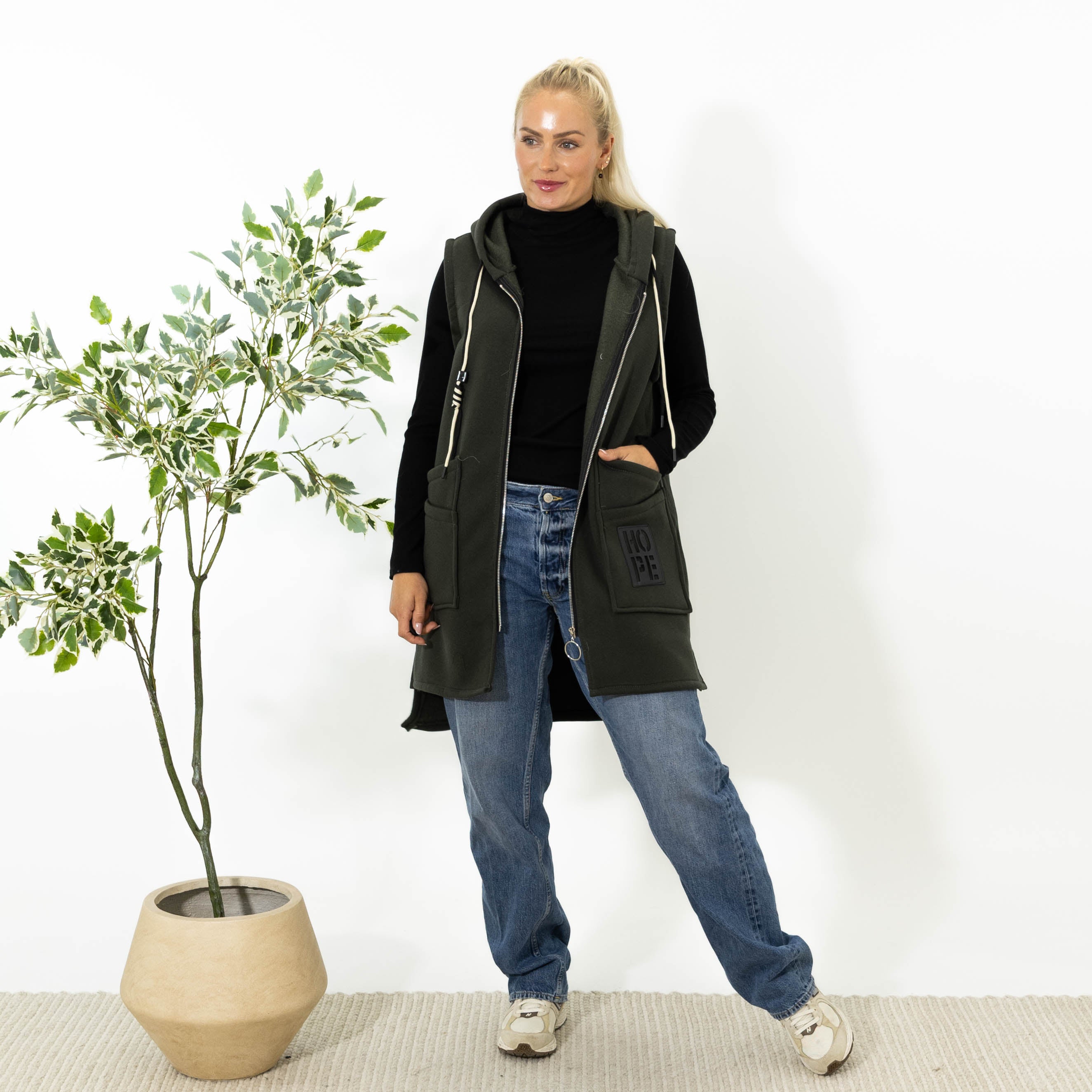 Kamma sweatshirt vest, Khaki