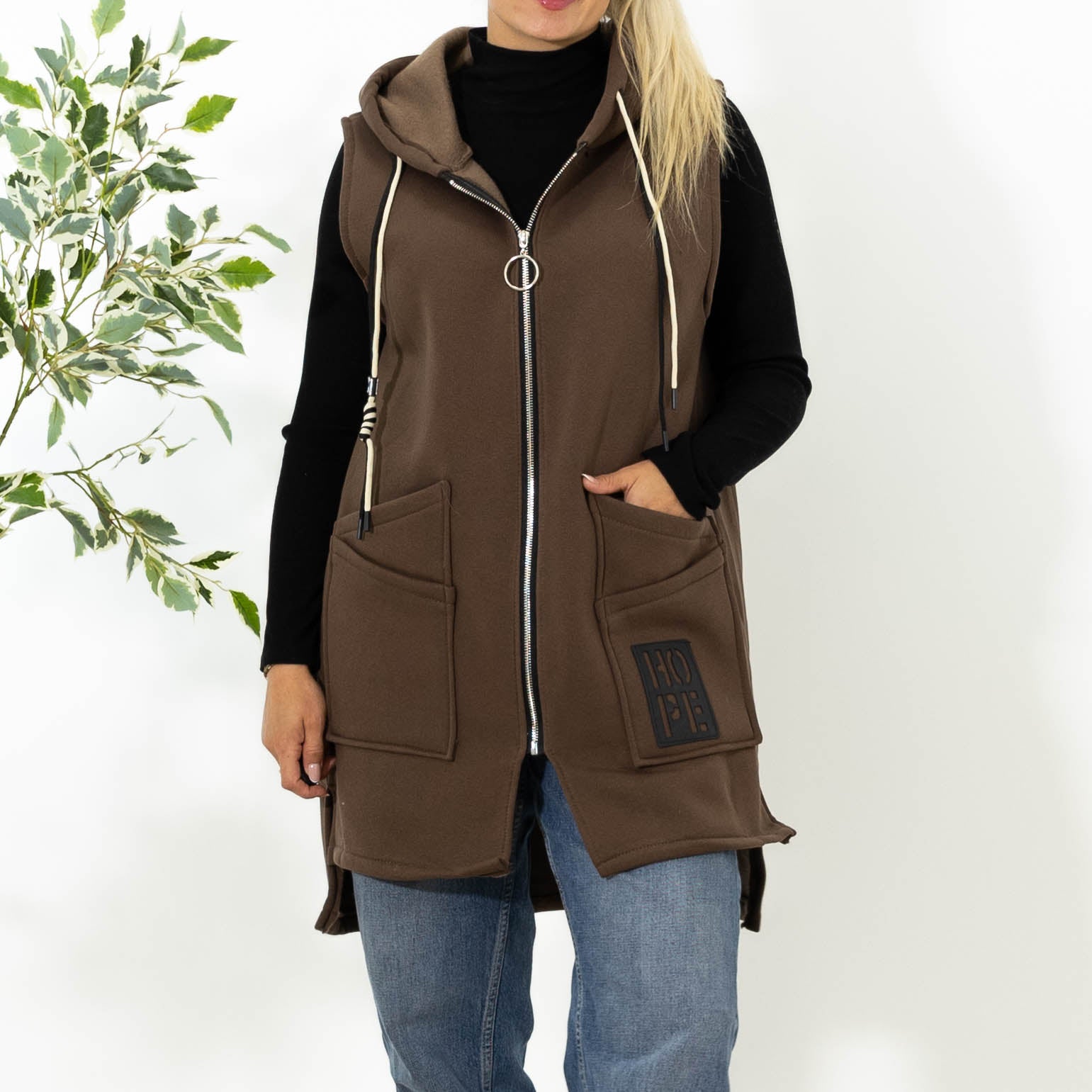 Kamma sweatshirt vest, Choko