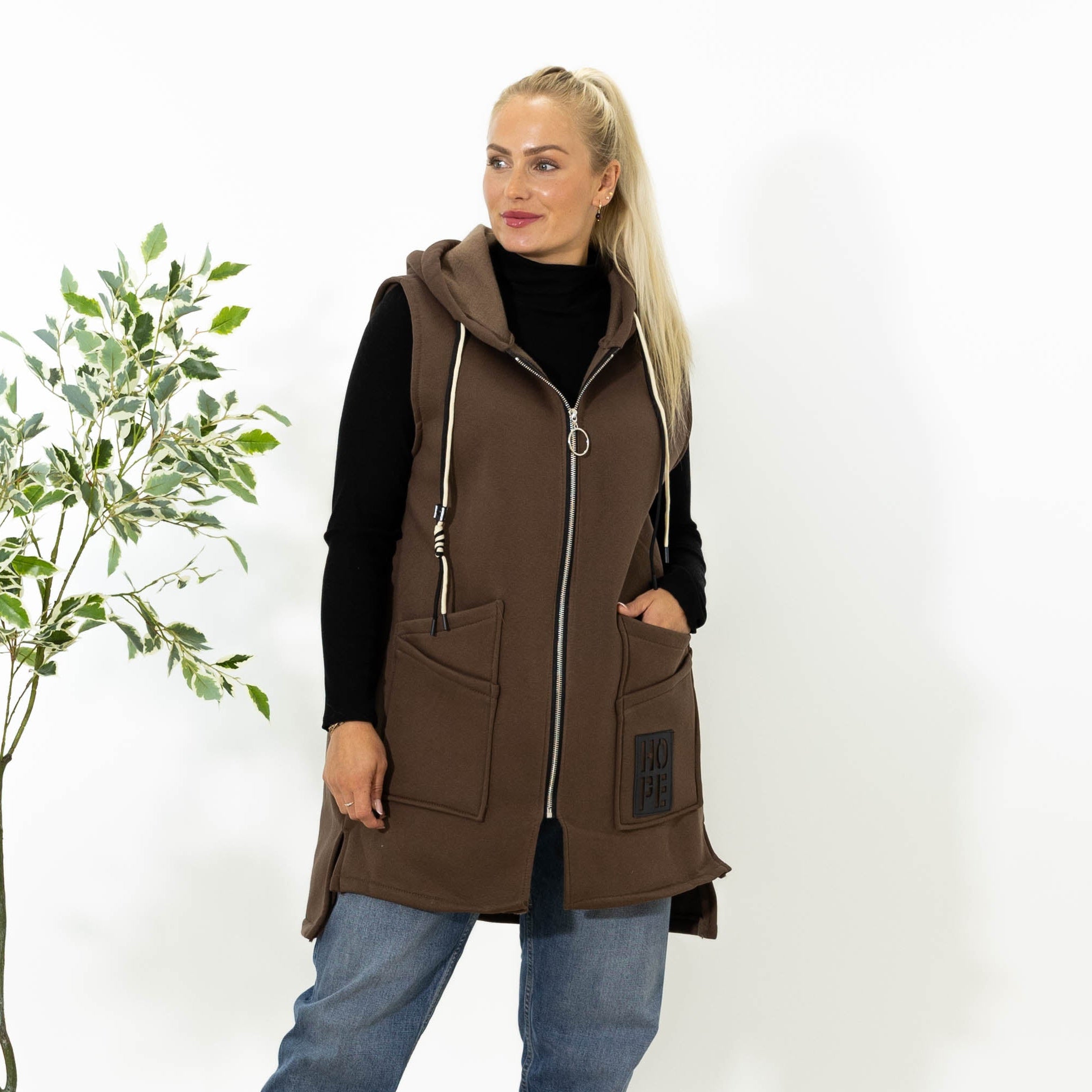 Kamma sweatshirt vest, Choko