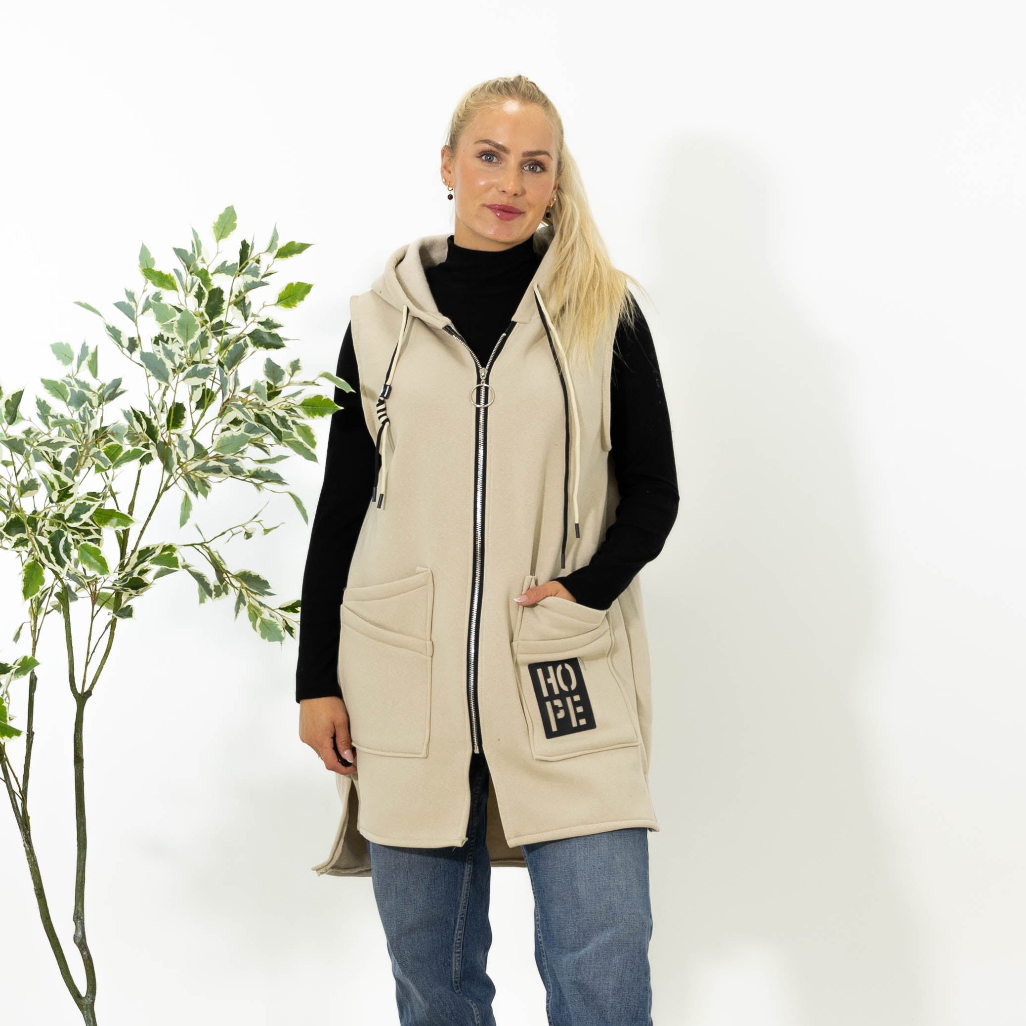 Kamma sweatshirt vest, Beige